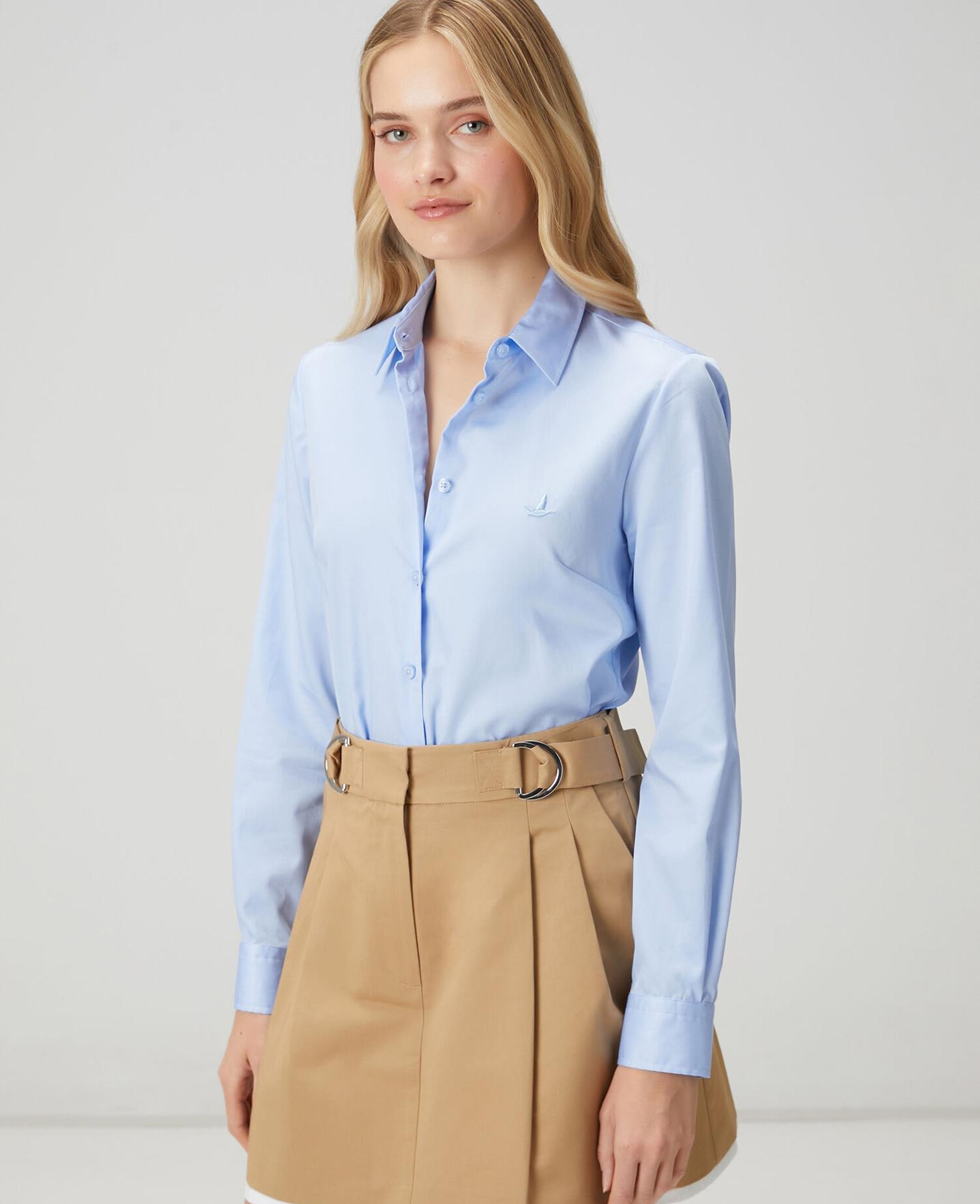 Beymen Club Kadın Slim Fit Non-Iron Mavi Gömlek