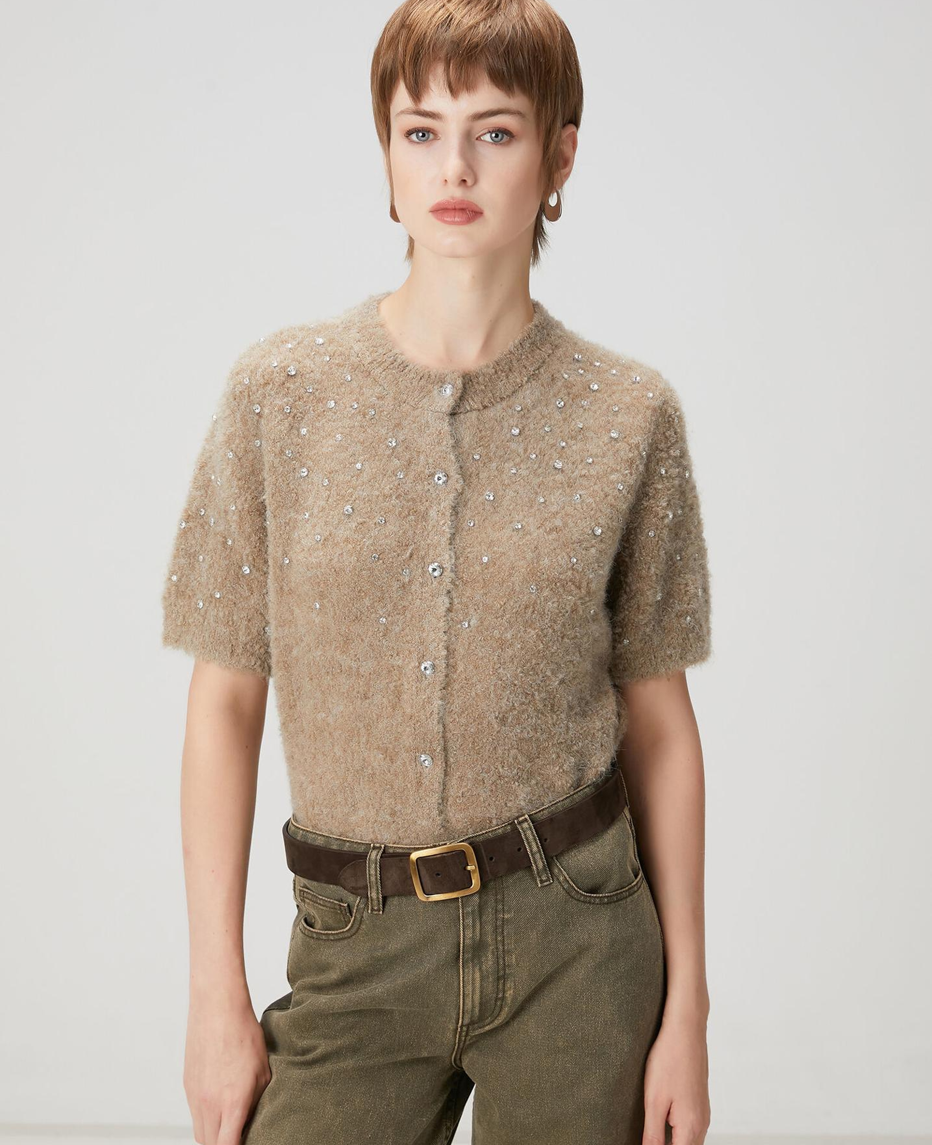 Beymen Club Kadın Vizon Serpme Taşlı Hırka