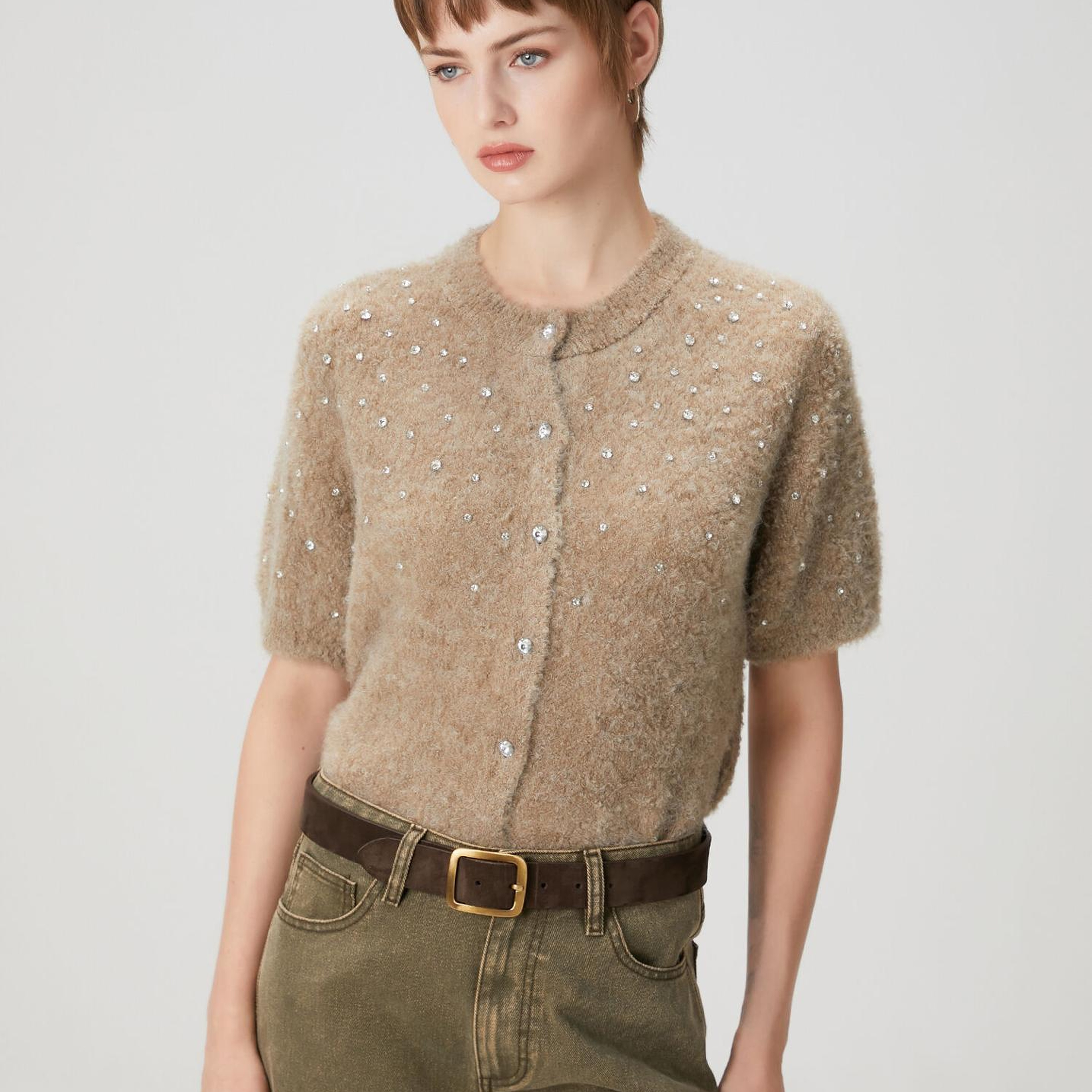 Beymen Club Kadın Vizon Serpme Taşlı Hırka