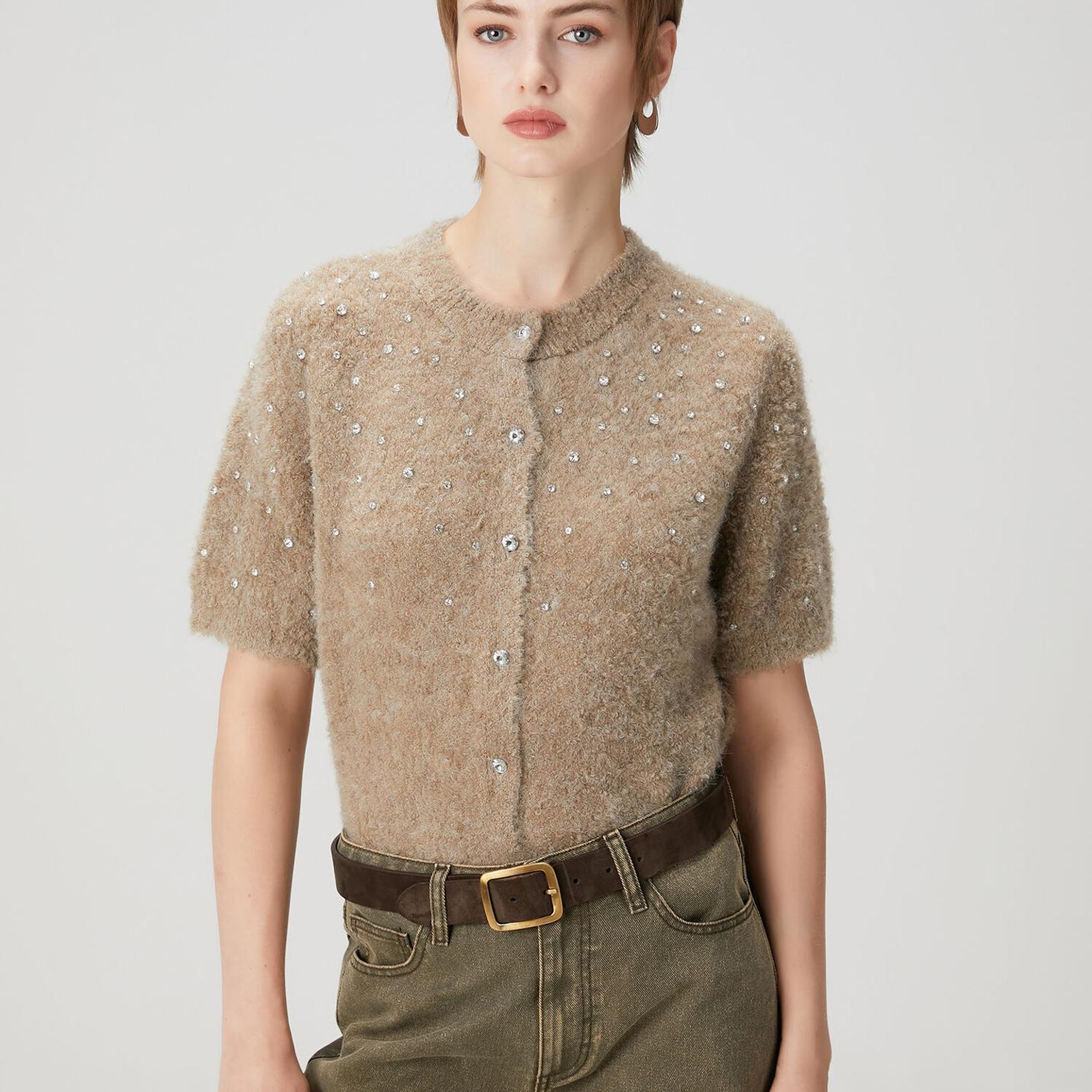 Beymen Club Kadın Vizon Serpme Taşlı Hırka