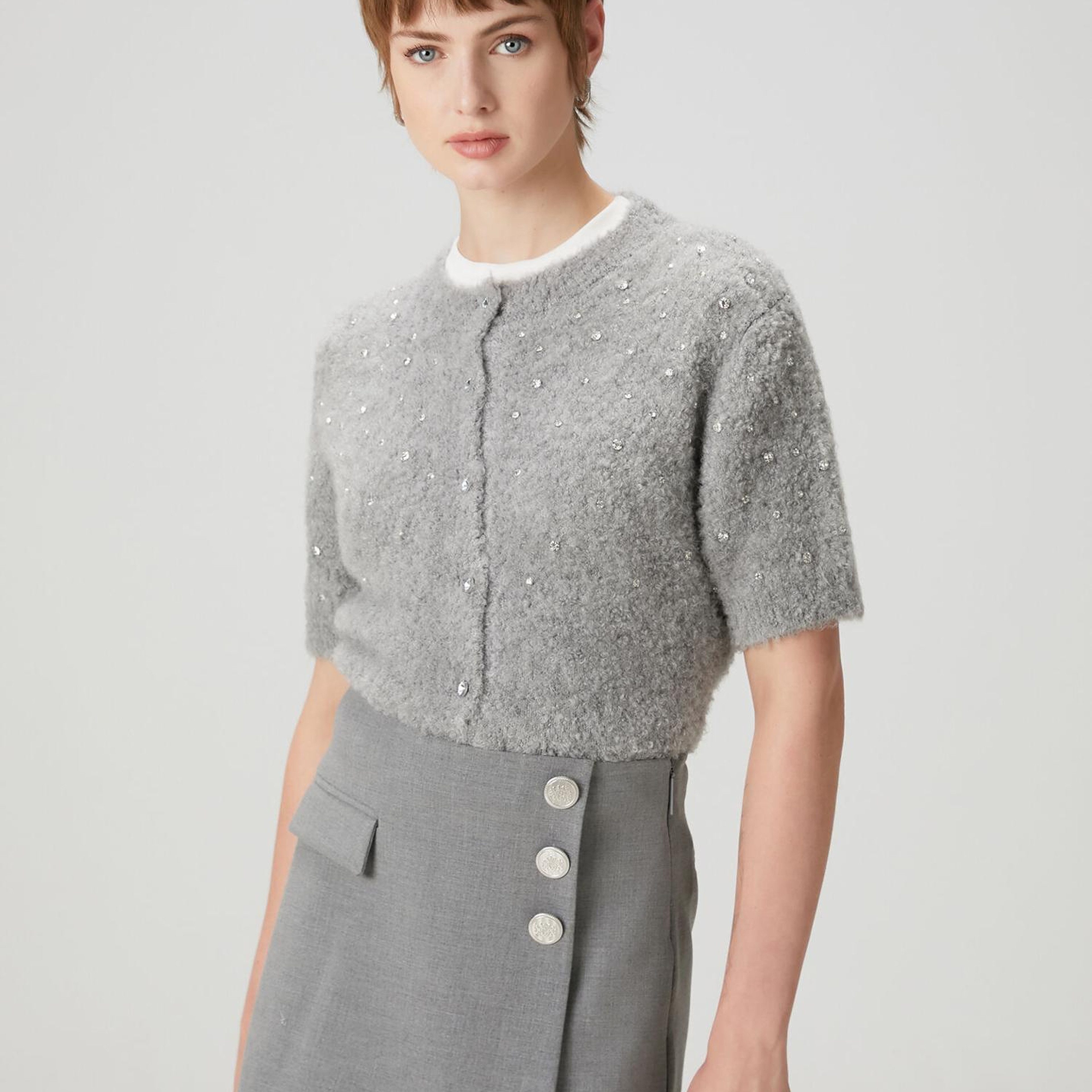 Beymen Club Kadın Gri Taş İşlemeli Hırka