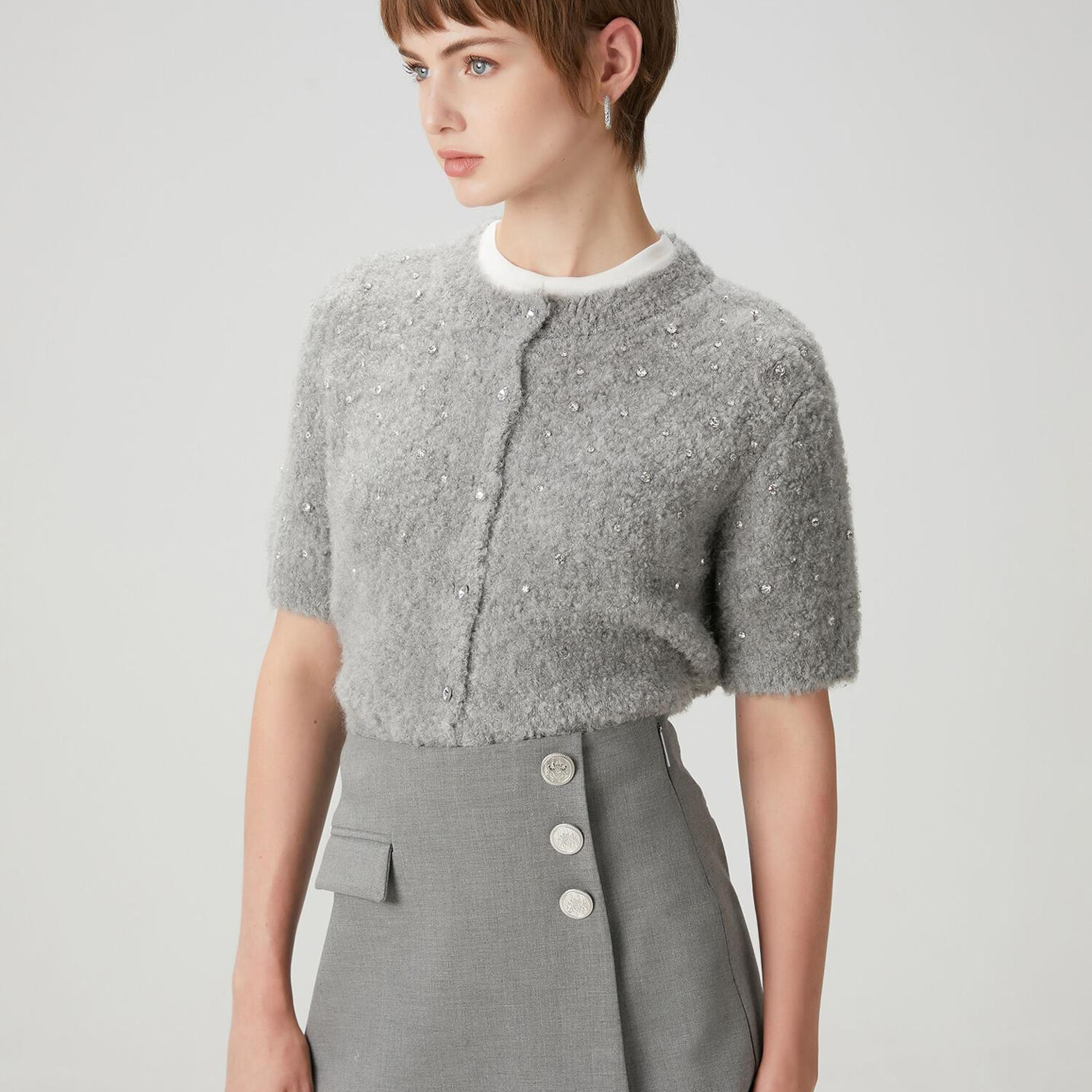 Beymen Club Kadın Gri Taş İşlemeli Hırka