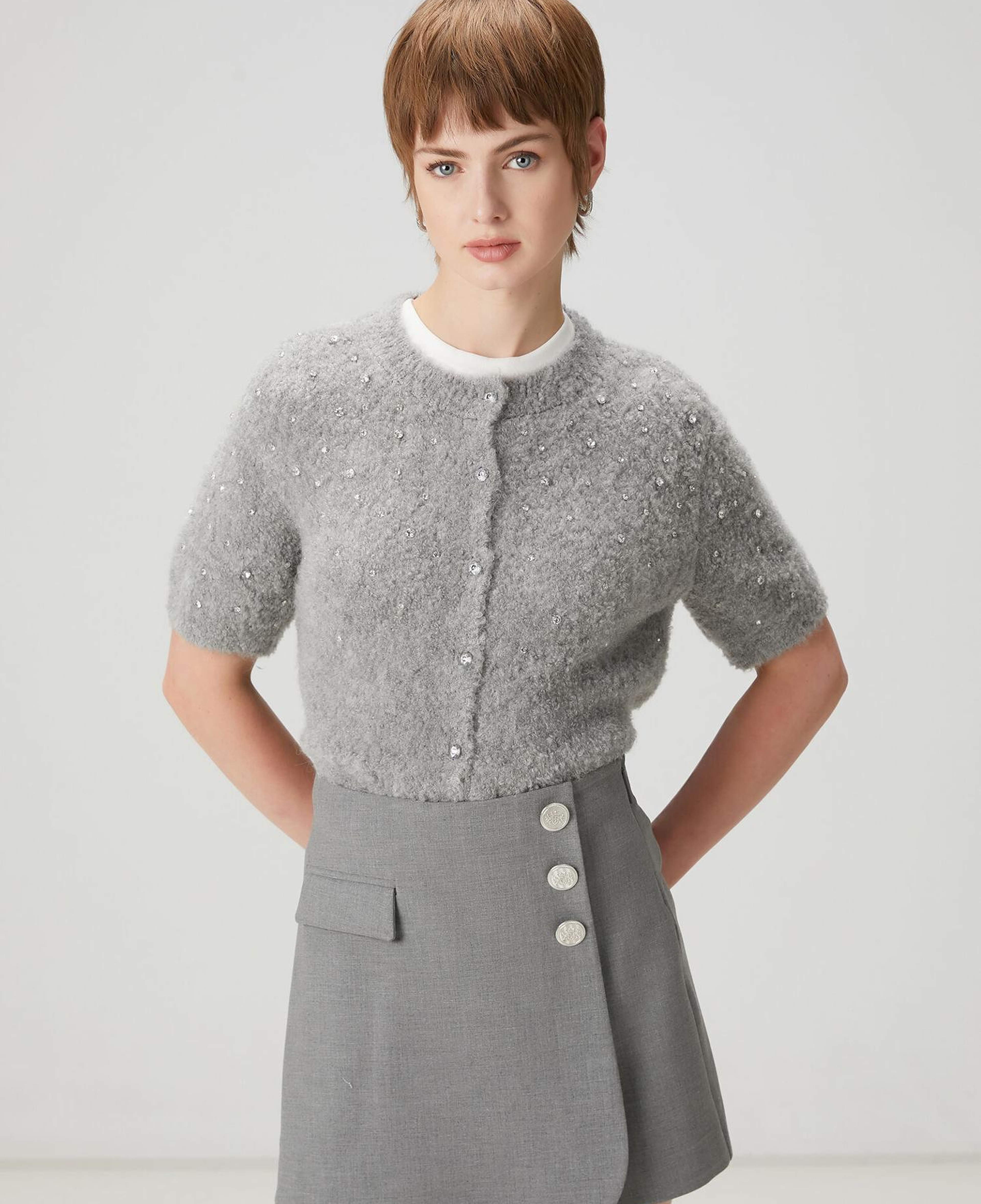 Beymen Club Kadın Gri Taş İşlemeli Hırka