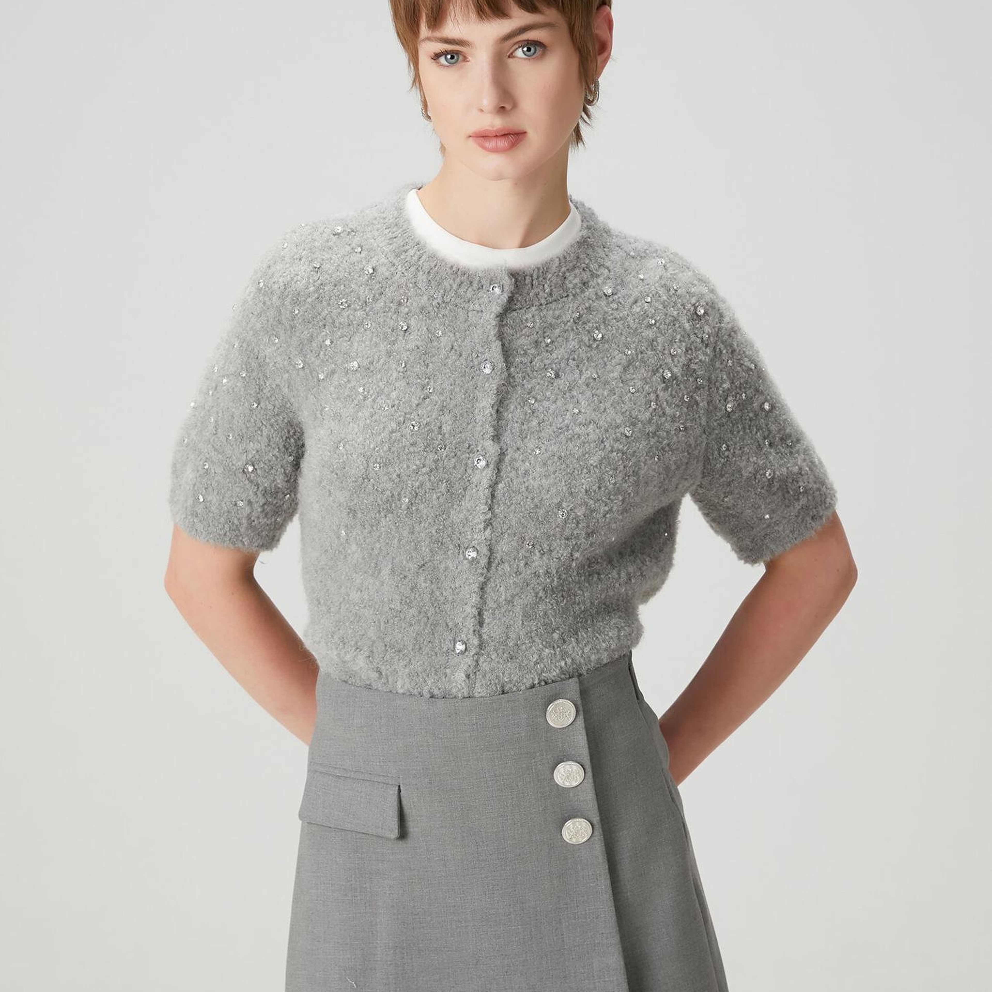 Beymen Club Kadın Gri Taş İşlemeli Hırka