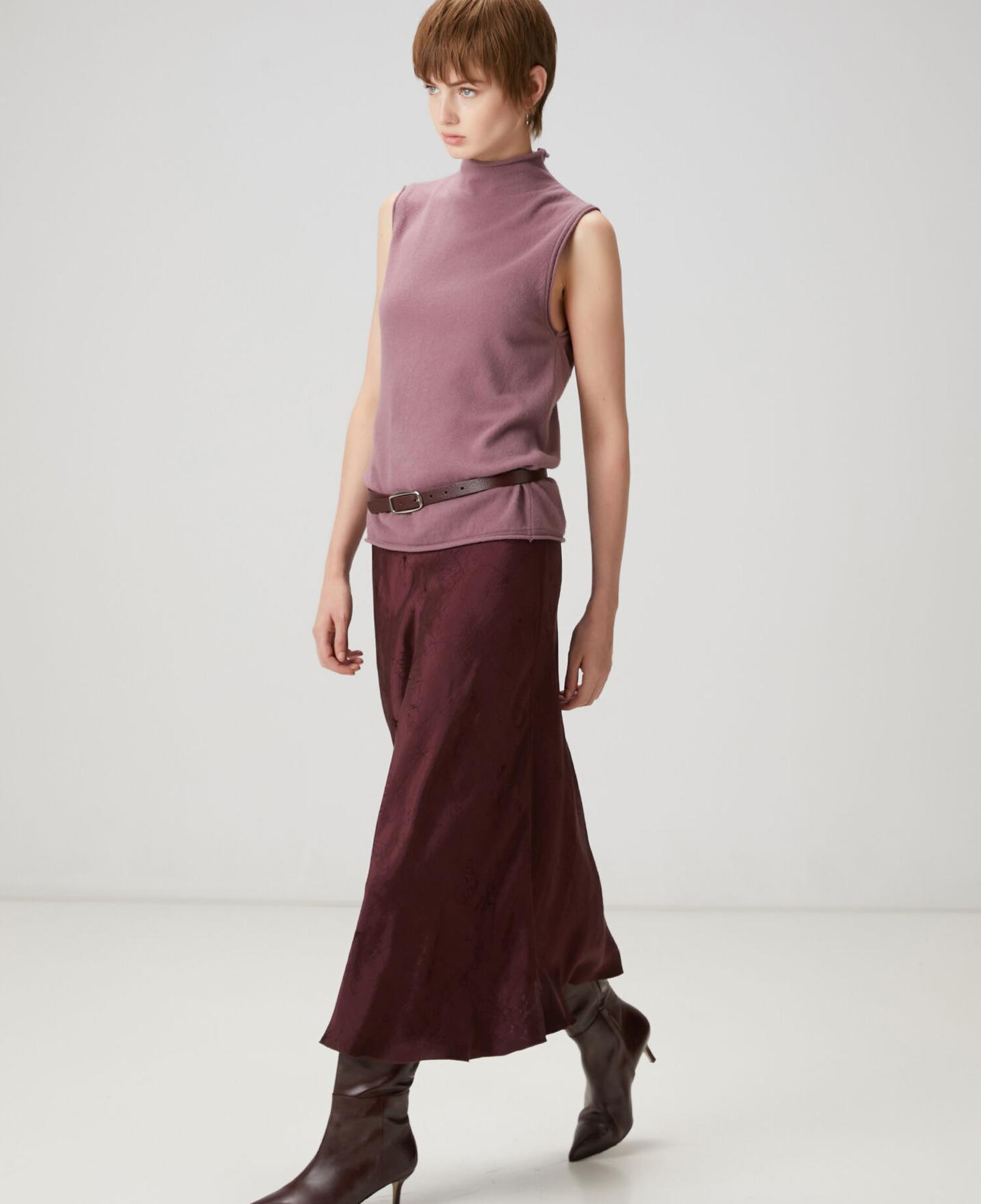 Beymen Club Kadın Mürdüm Çiçek Jakarlı Midi Etek