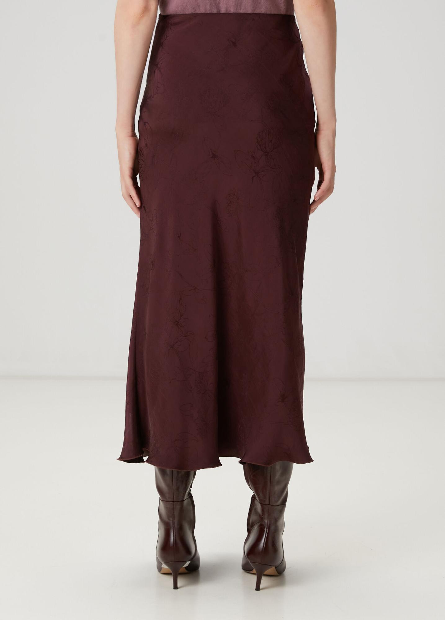 Beymen Club Kadın Mürdüm Çiçek Jakarlı Midi Etek