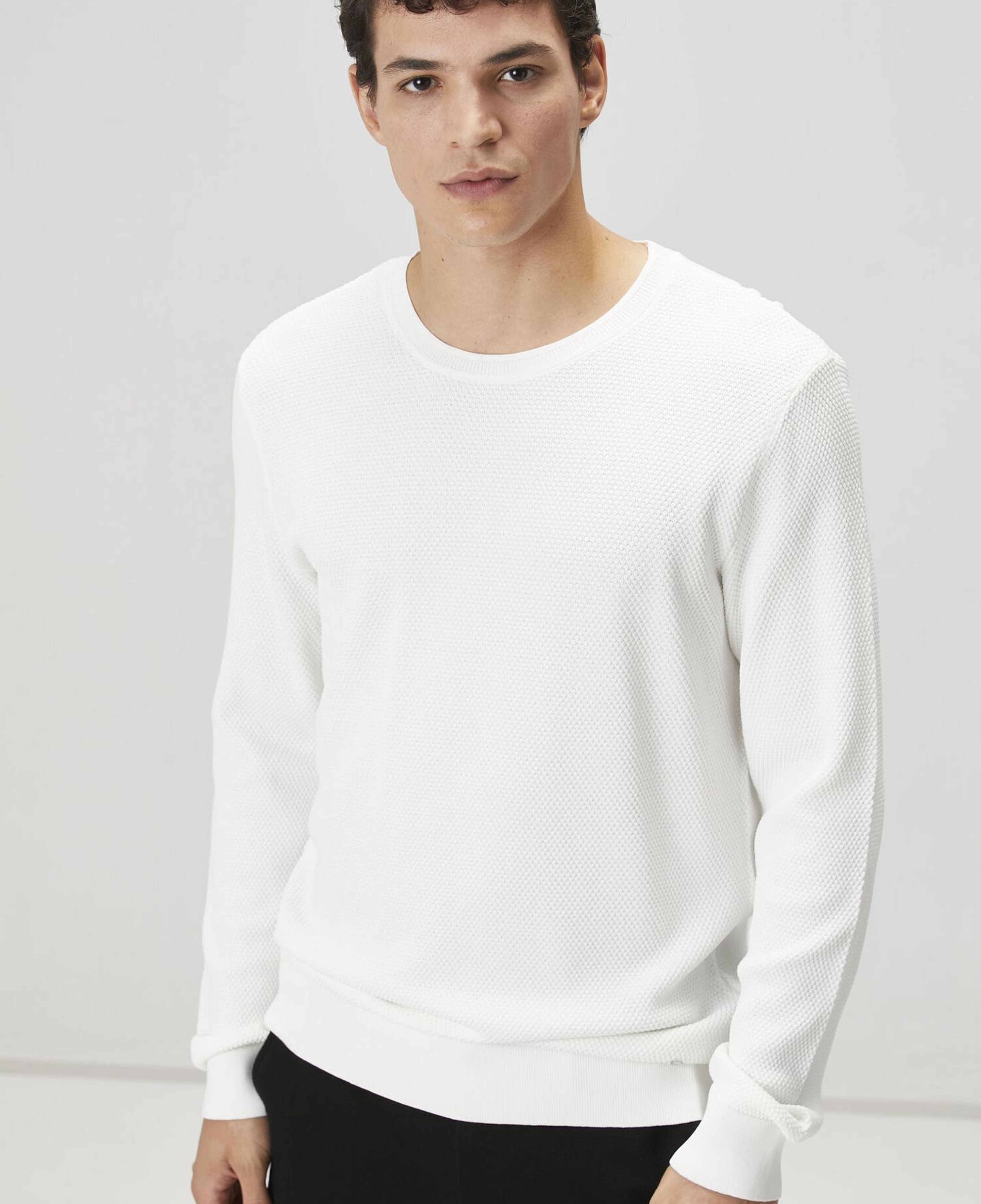 Beymen Club Erkek Kırık Beyaz Petek Örgü Dokulu Kazak