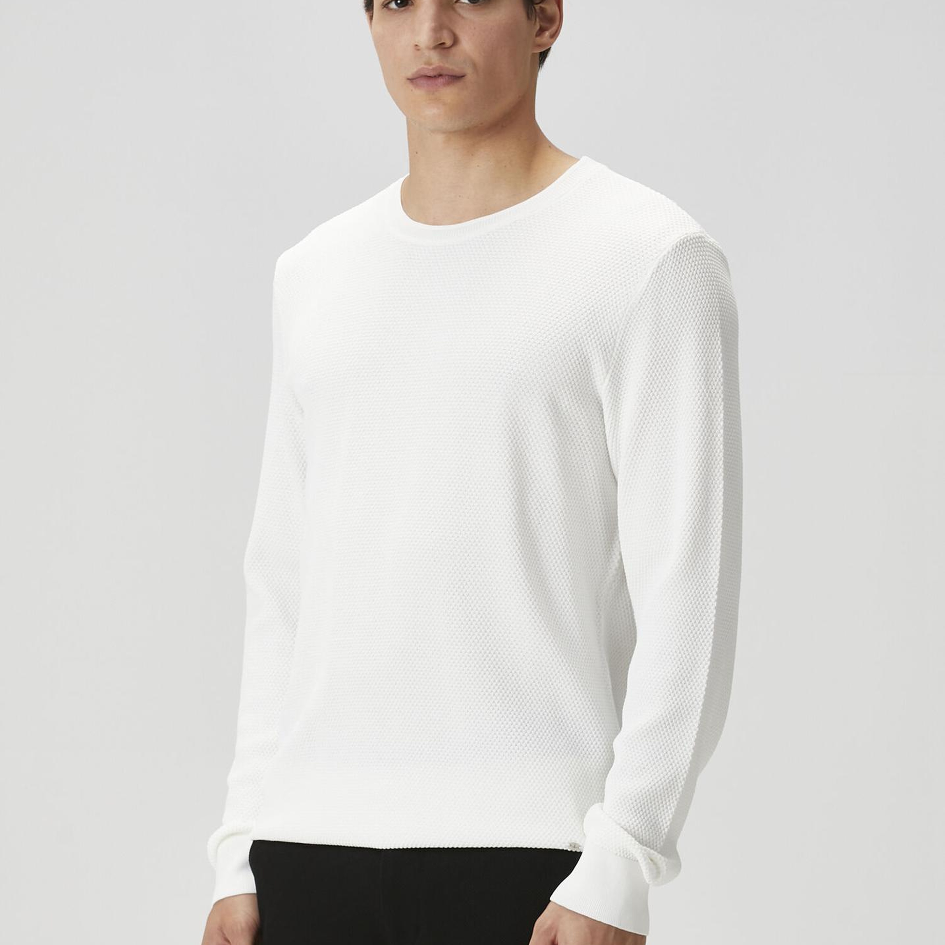 Beymen Club Erkek Kırık Beyaz Petek Örgü Dokulu Kazak