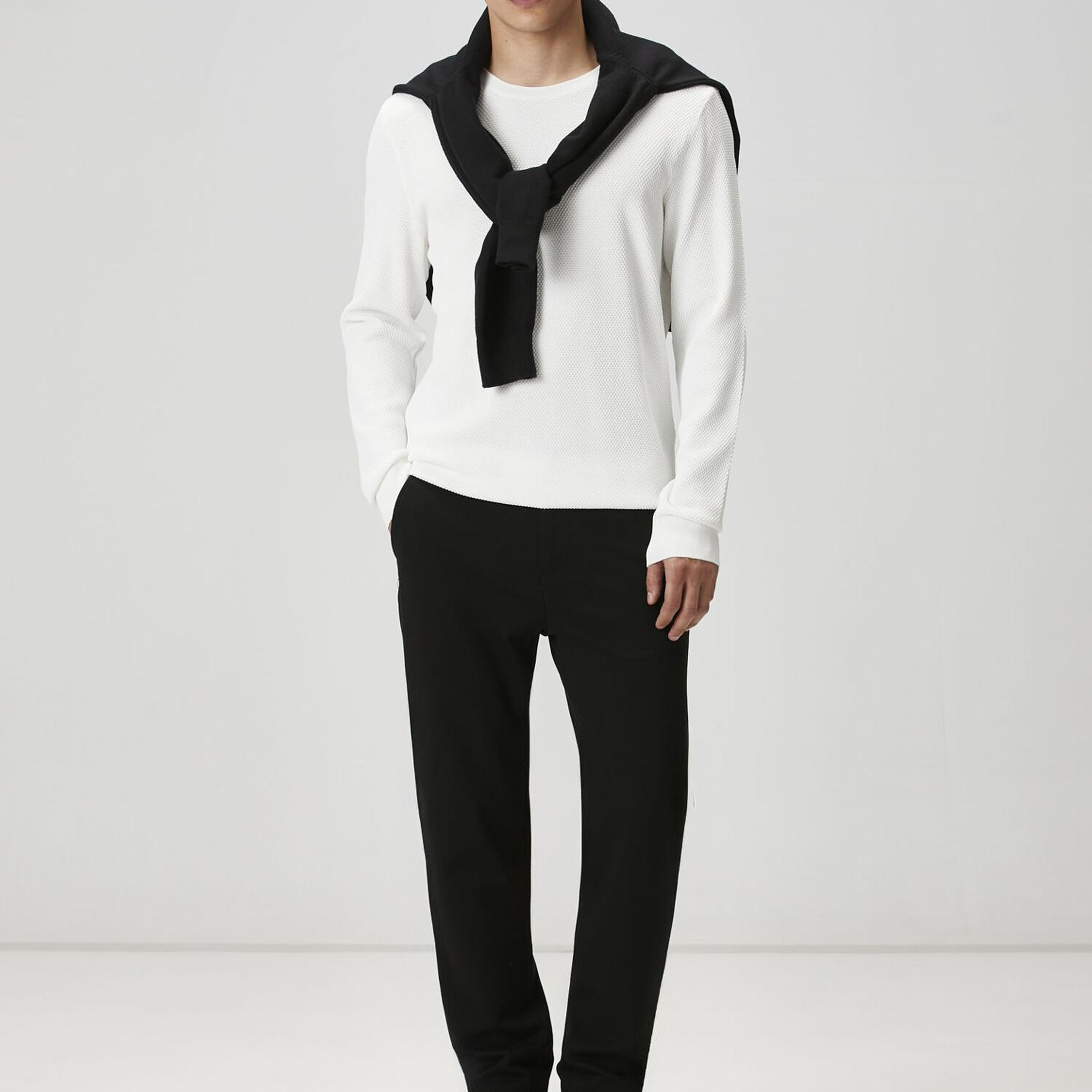 Beymen Club Erkek Kırık Beyaz Petek Örgü Dokulu Kazak