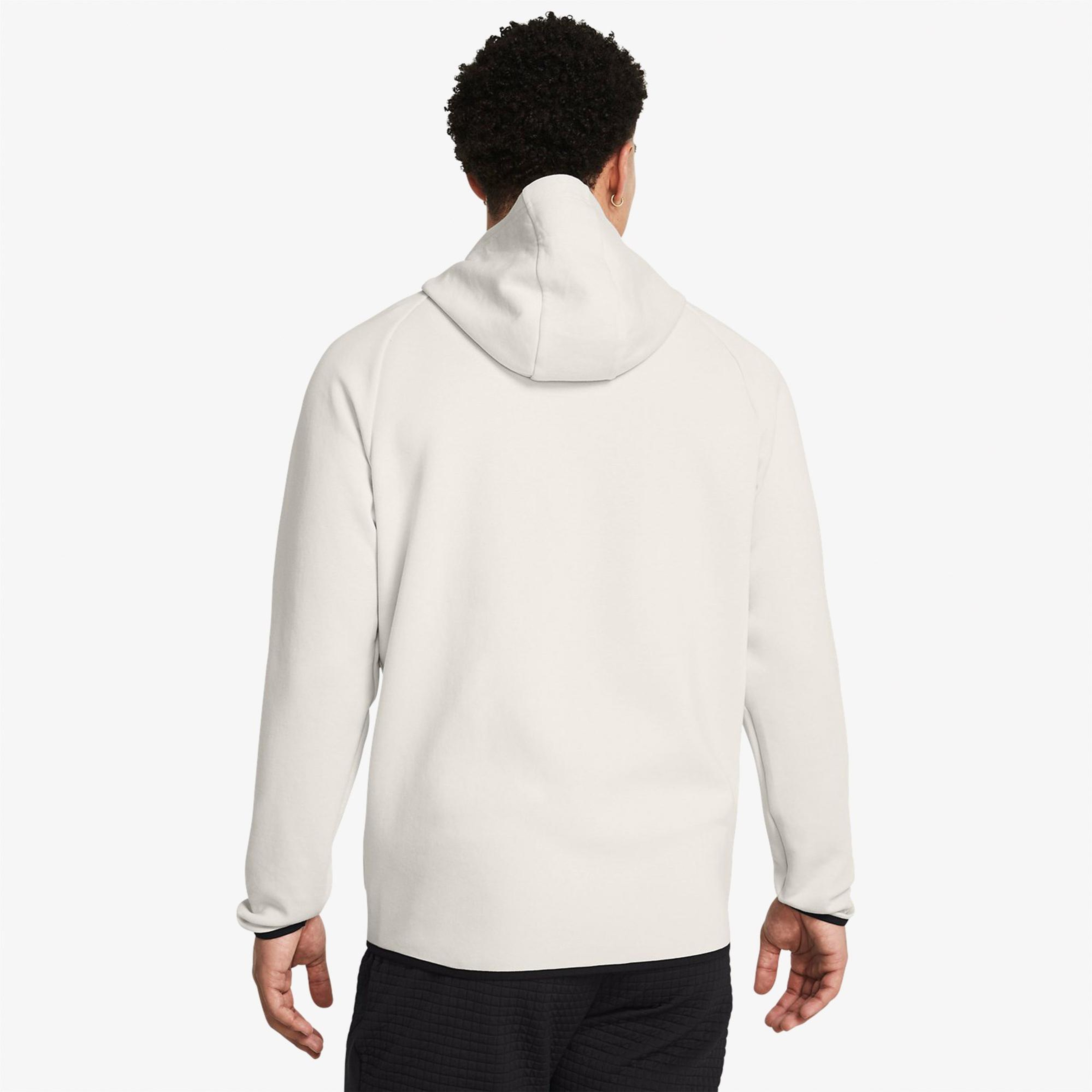 Under Armour Unstoppable Fleece Tam Fermuarlı Erkek Beyaz Sweatshirt