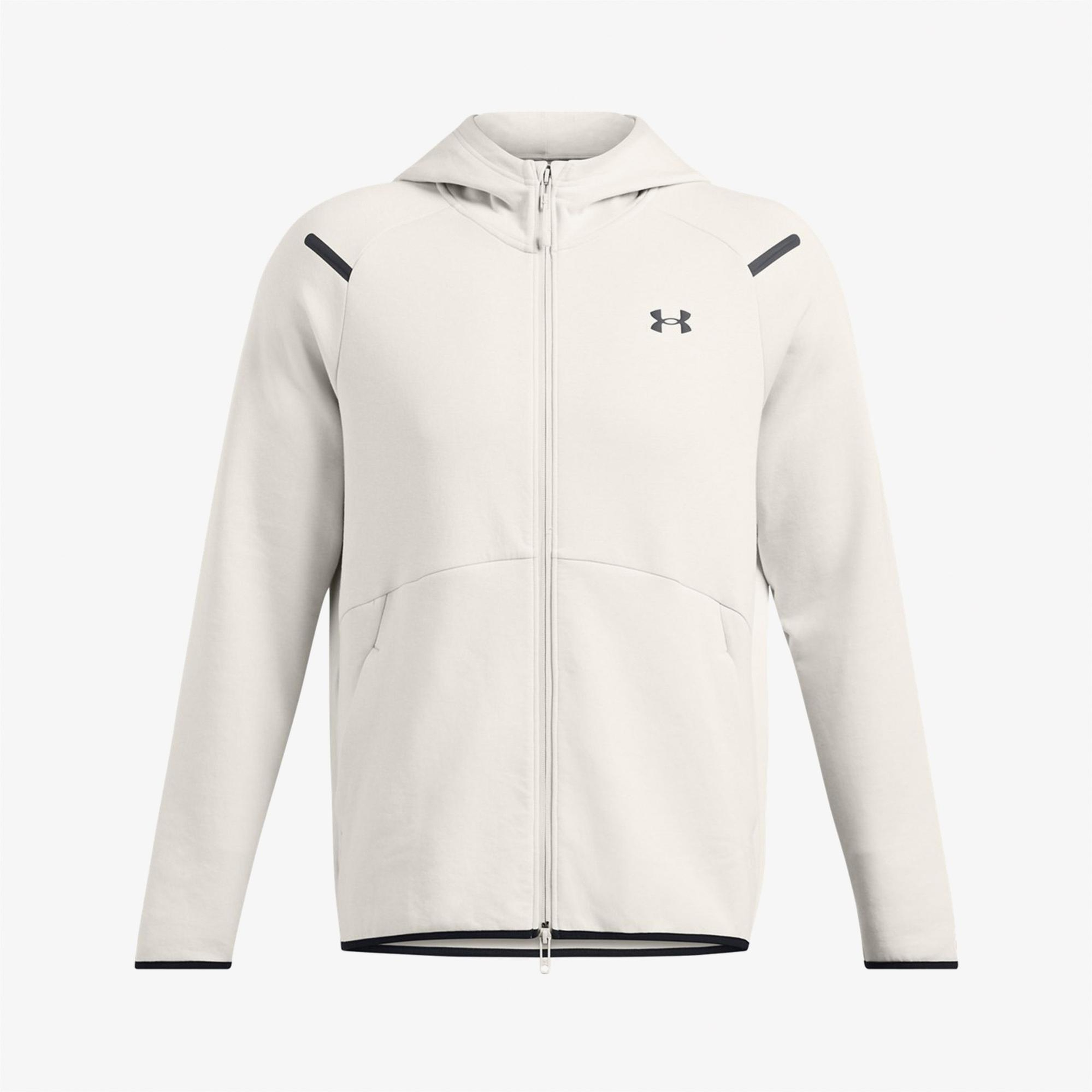 Under Armour Unstoppable Fleece Tam Fermuarlı Erkek Beyaz Sweatshirt