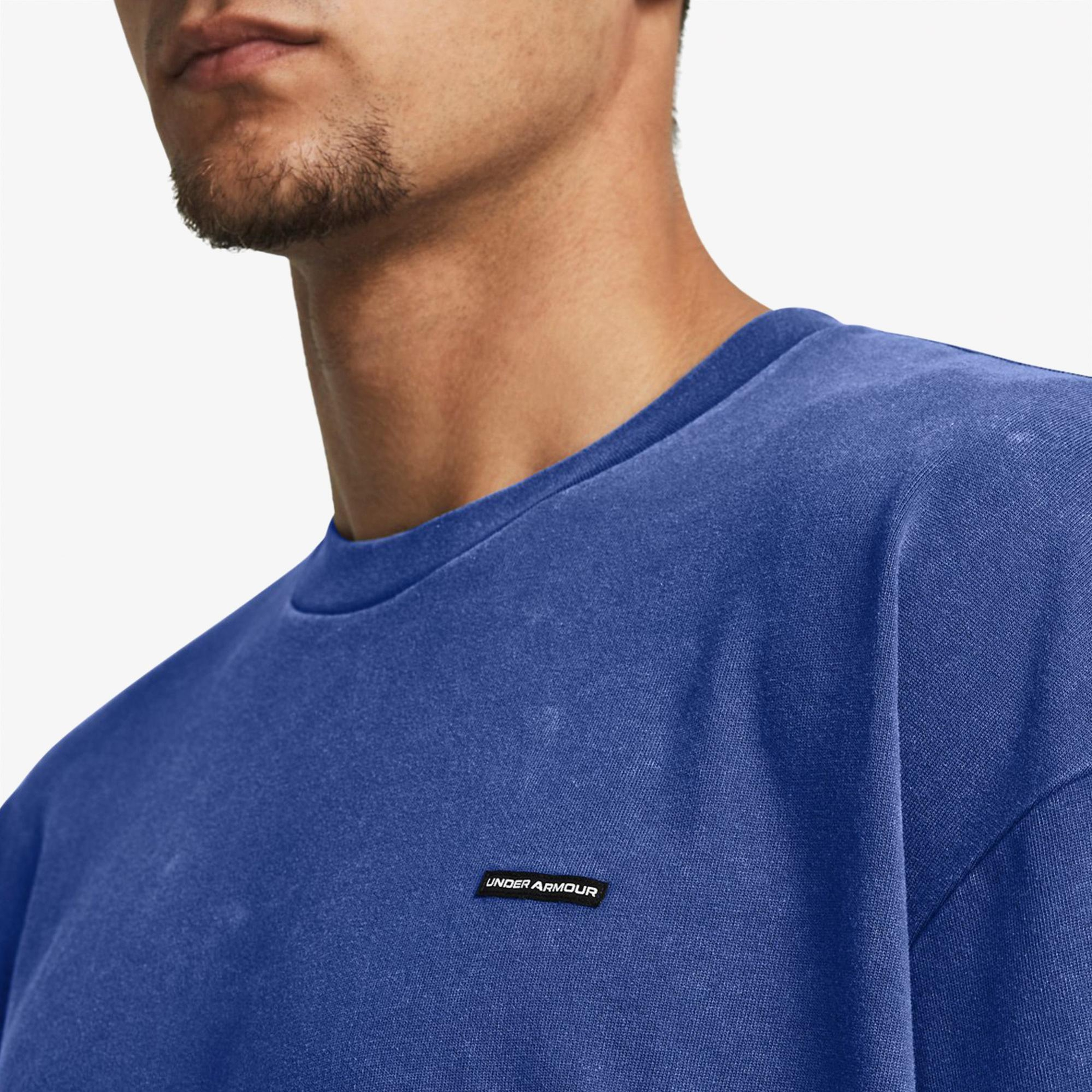 Under Armour Hw Os Logo Yıkamalı Erkek Mavi T-Shirt