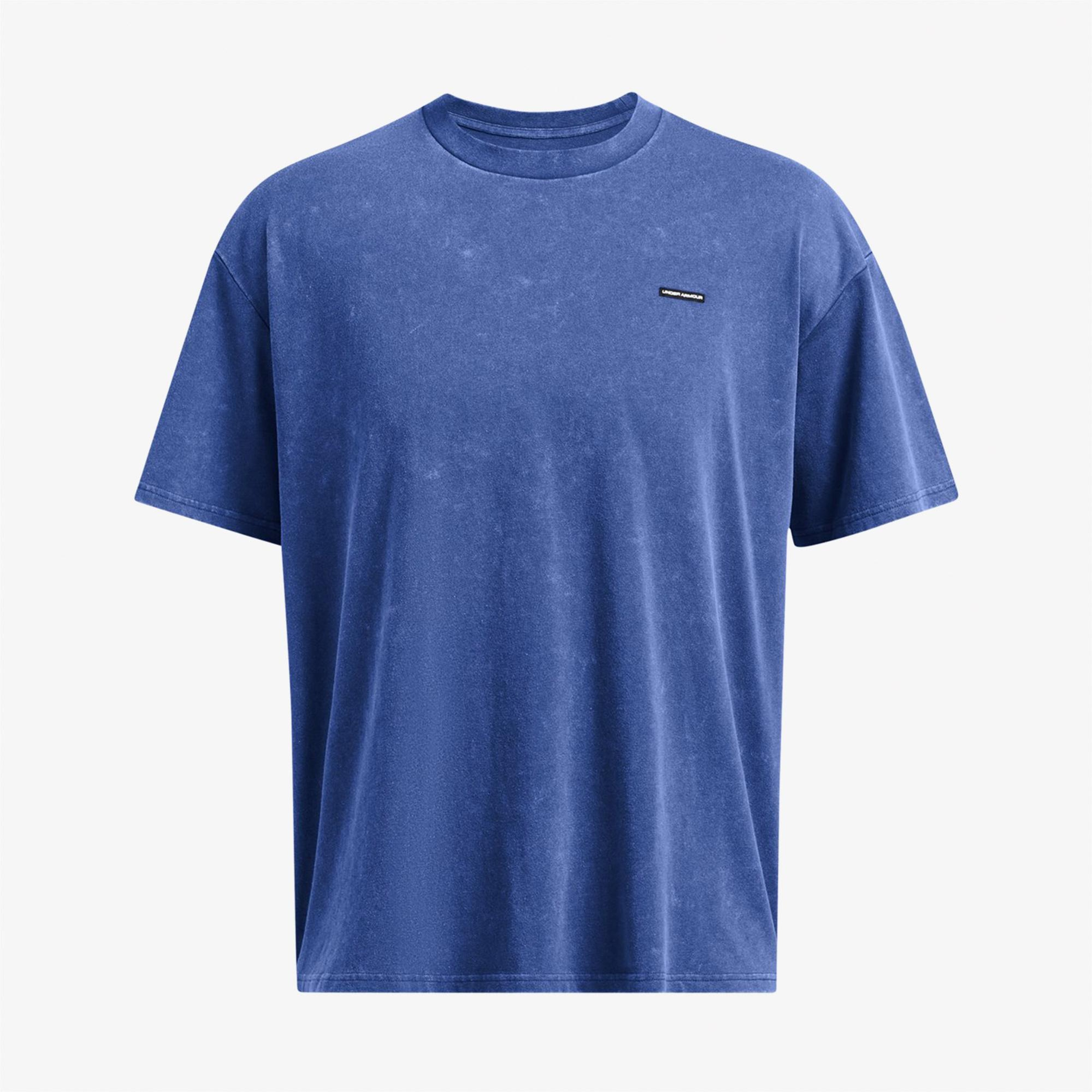 Under Armour Hw Os Logo Yıkamalı Erkek Mavi T-Shirt
