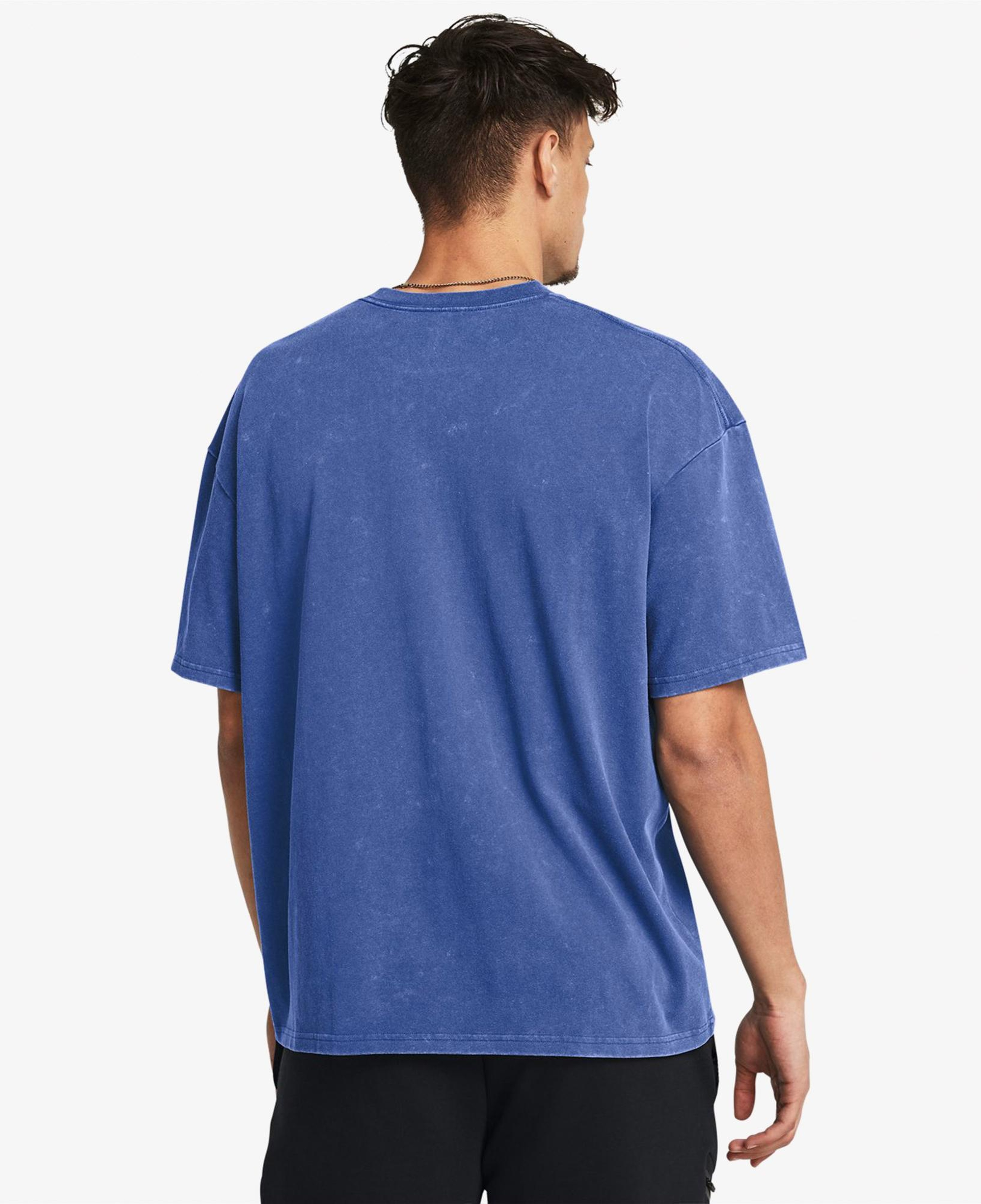 Under Armour Hw Os Logo Yıkamalı Erkek Mavi T-Shirt