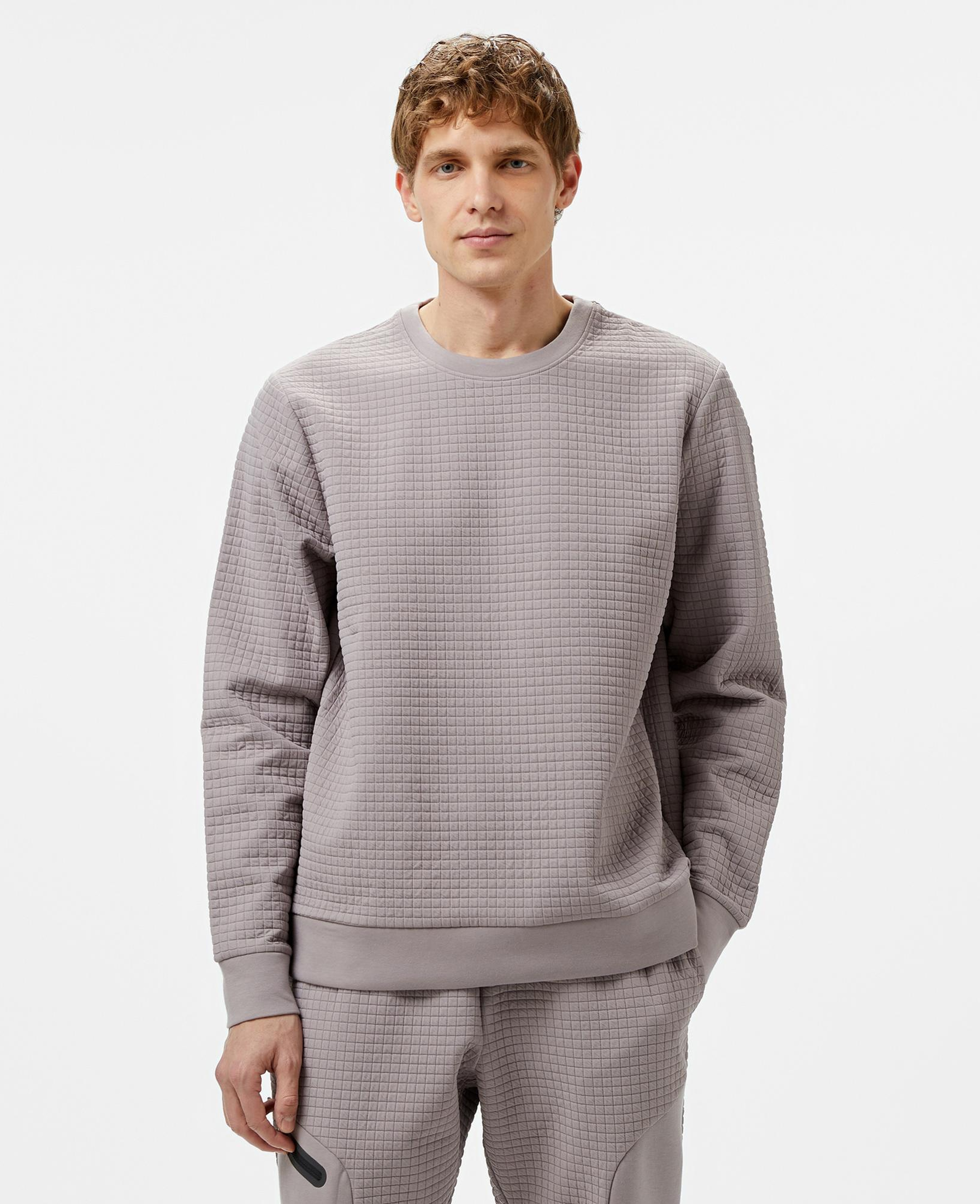 Under Armour Unstoppable Fleece Grid Bisiklet Yaka Erkek Gri Sweatshirt