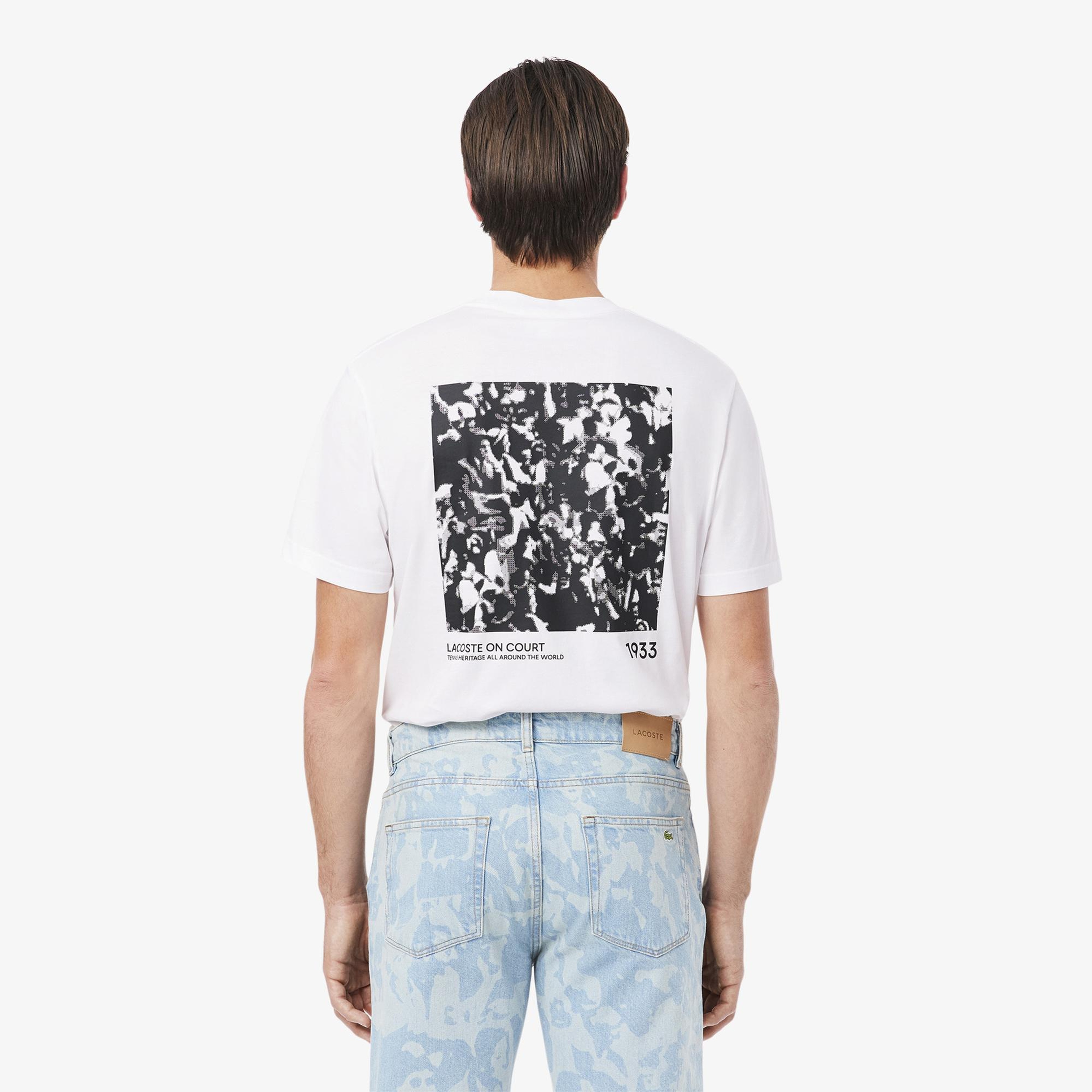 Lacoste Print Motif Erkek Beyaz T-Shirt