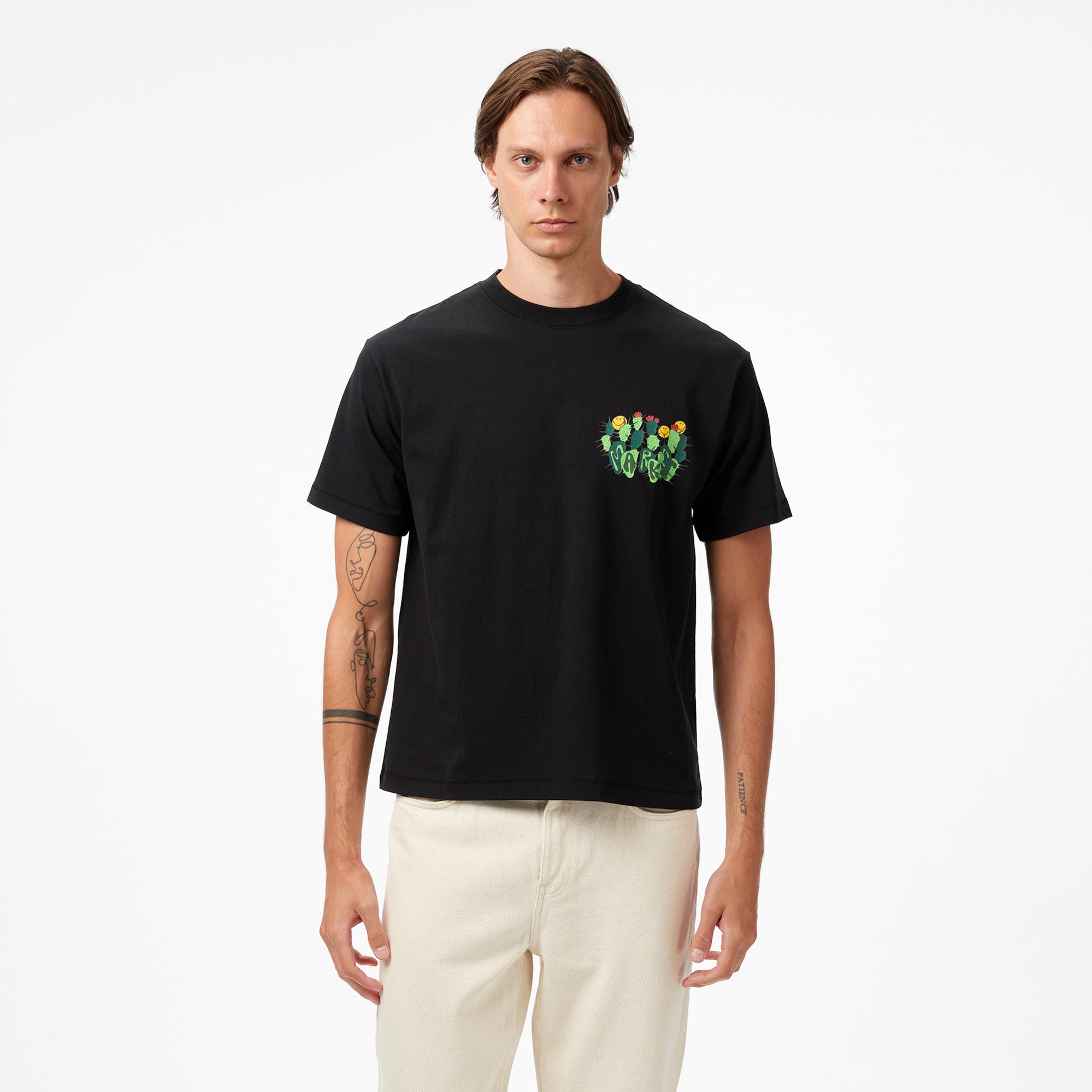 The Market 'Smiley Cactus Cropped' Erkek Siyah T-Shirt