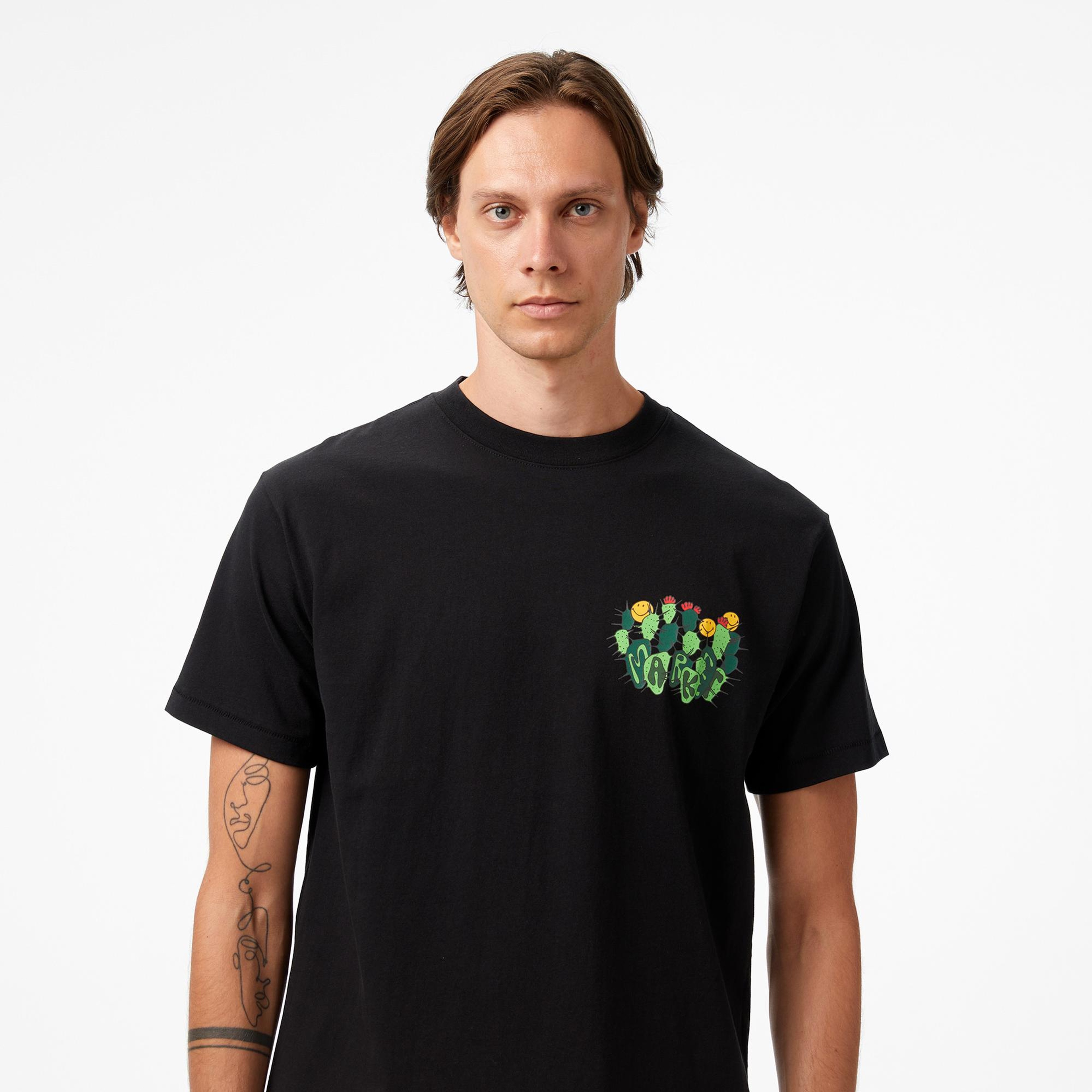 The Market 'Smiley Cactus Cropped' Erkek Siyah T-Shirt