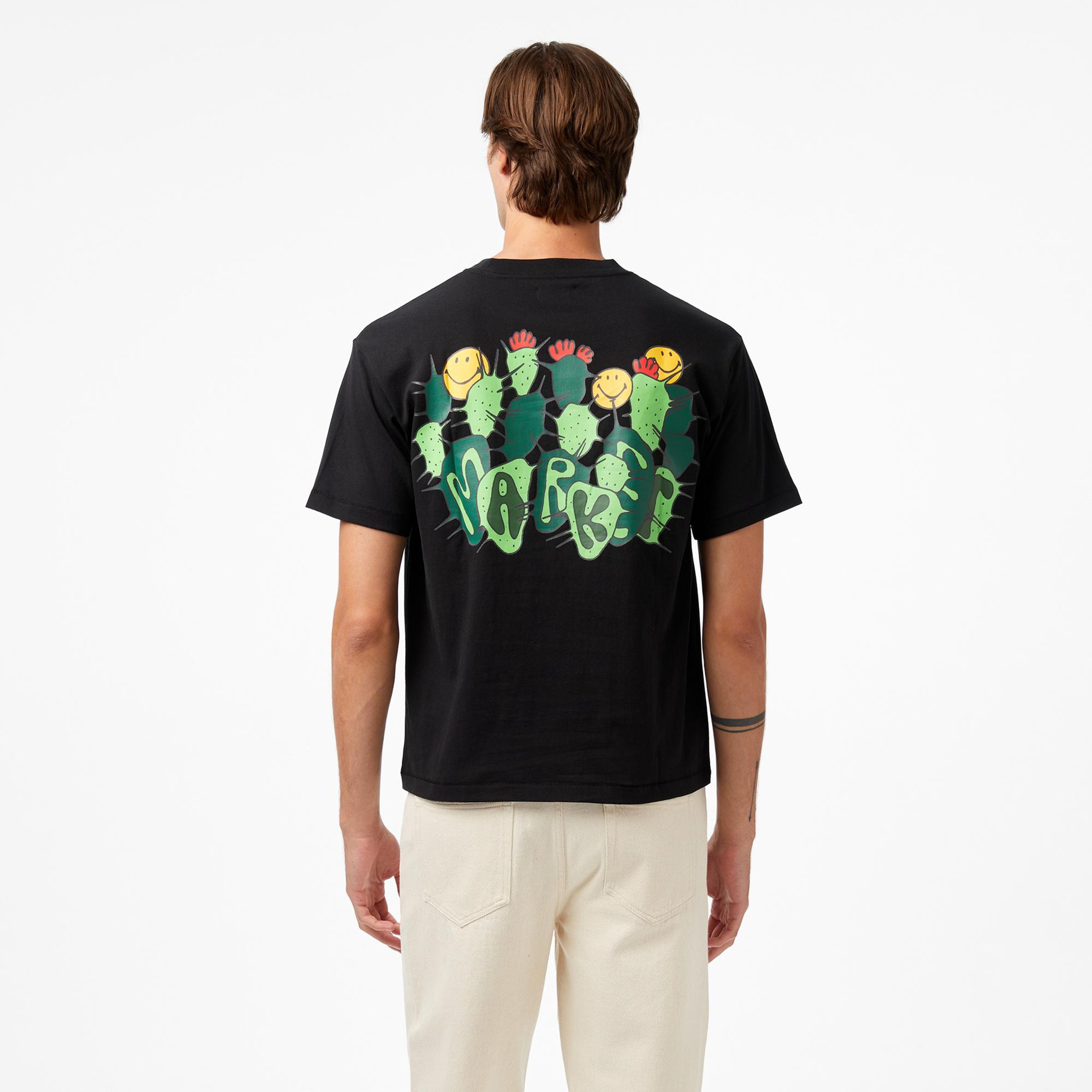 The Market 'Smiley Cactus Cropped' Erkek Siyah T-Shirt