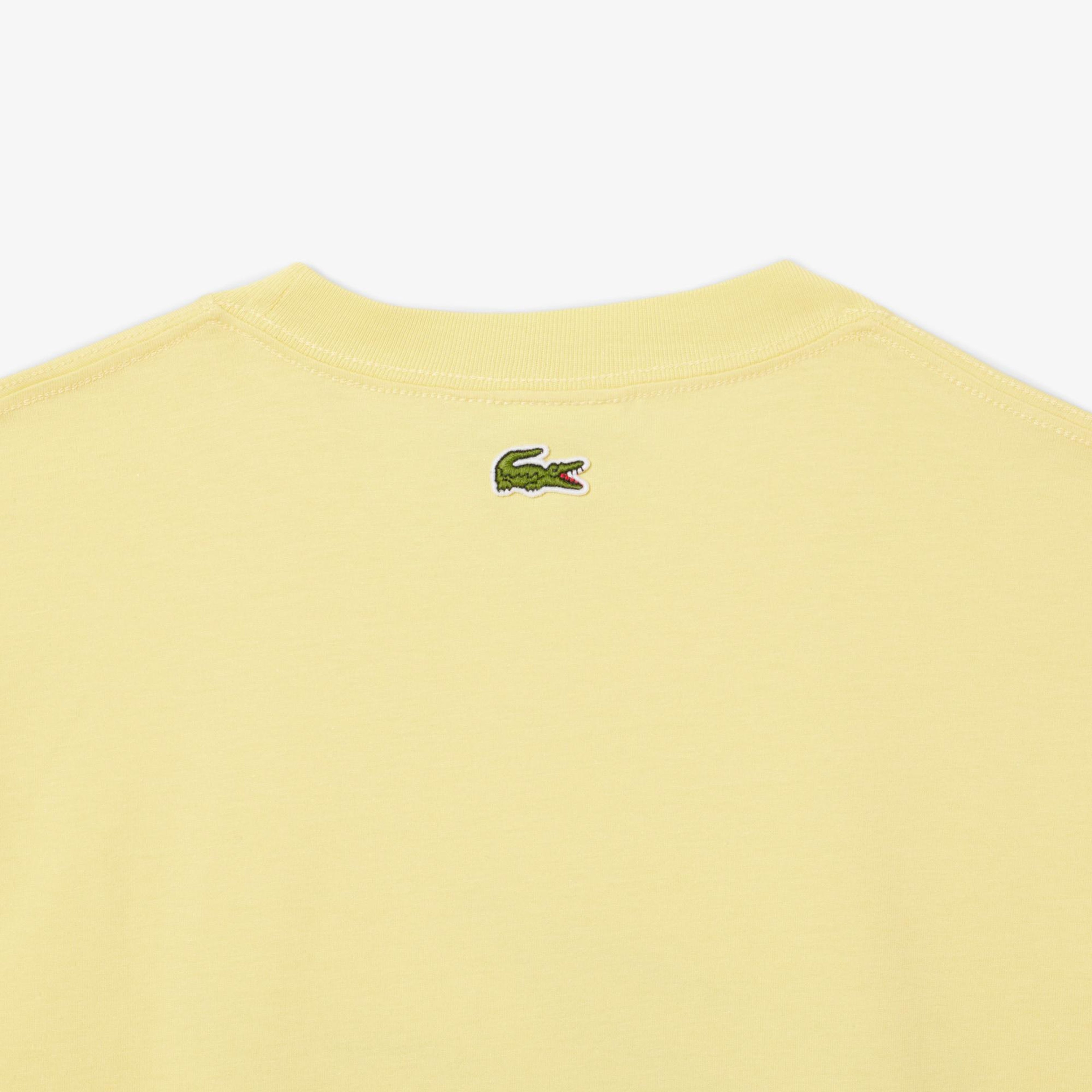 Lacoste Classic Fit Bisiklet Yaka Baskılı Erkek Sarı T-Shirt