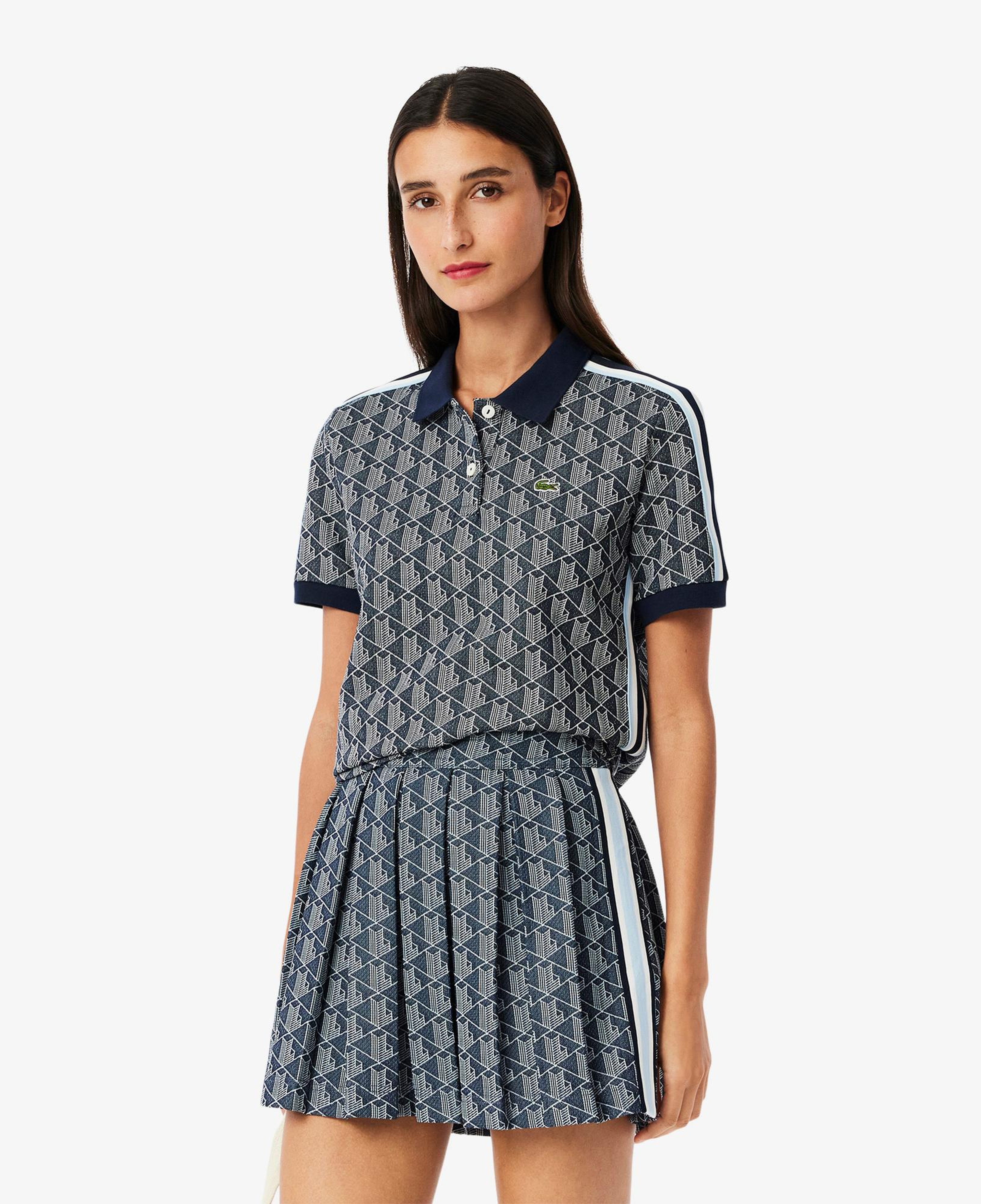 Lacoste Slim Fit Monogram Kadın Siyah Polo