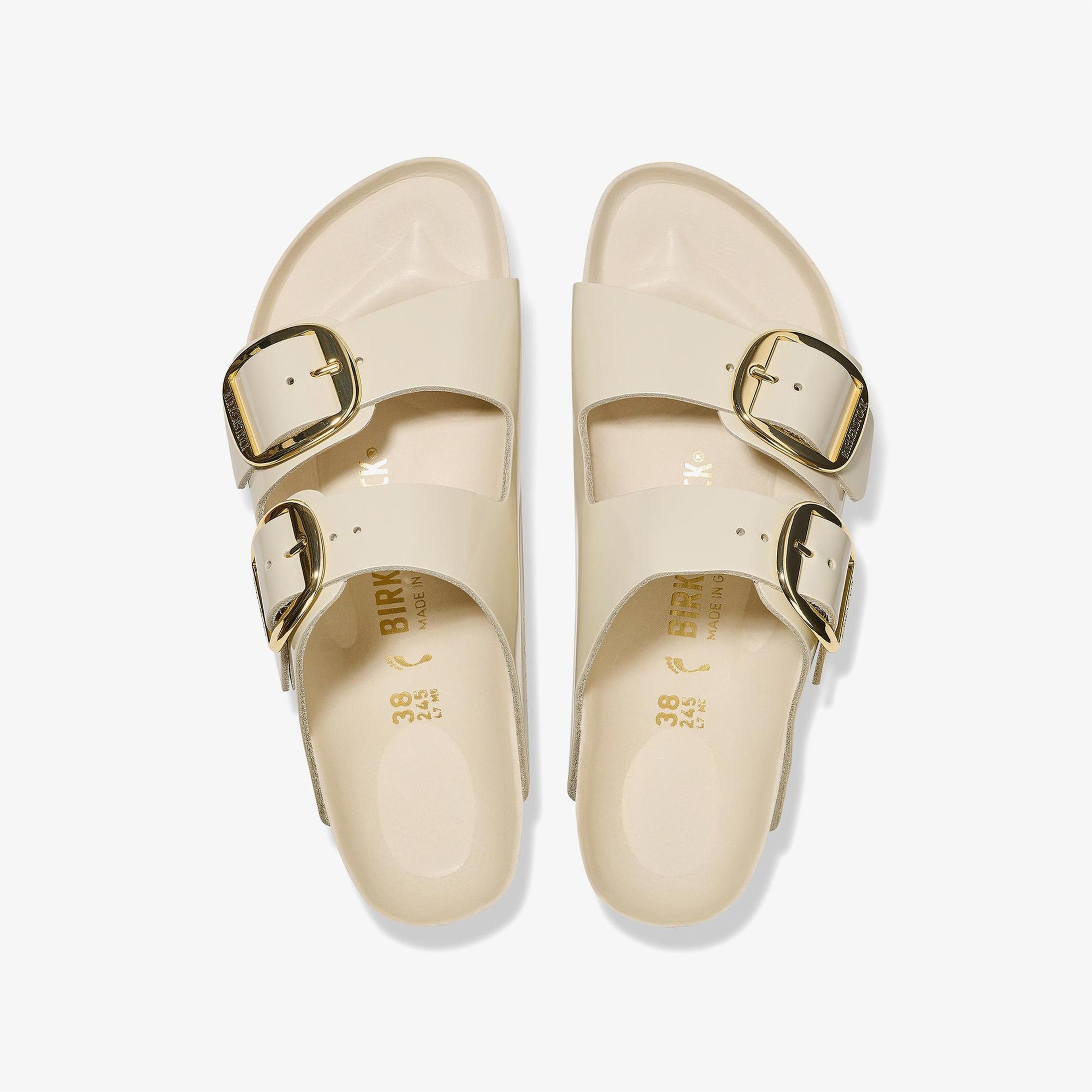 Birkenstock Arizona Big Buckle Nl High Shine Kadın Krem Terlik