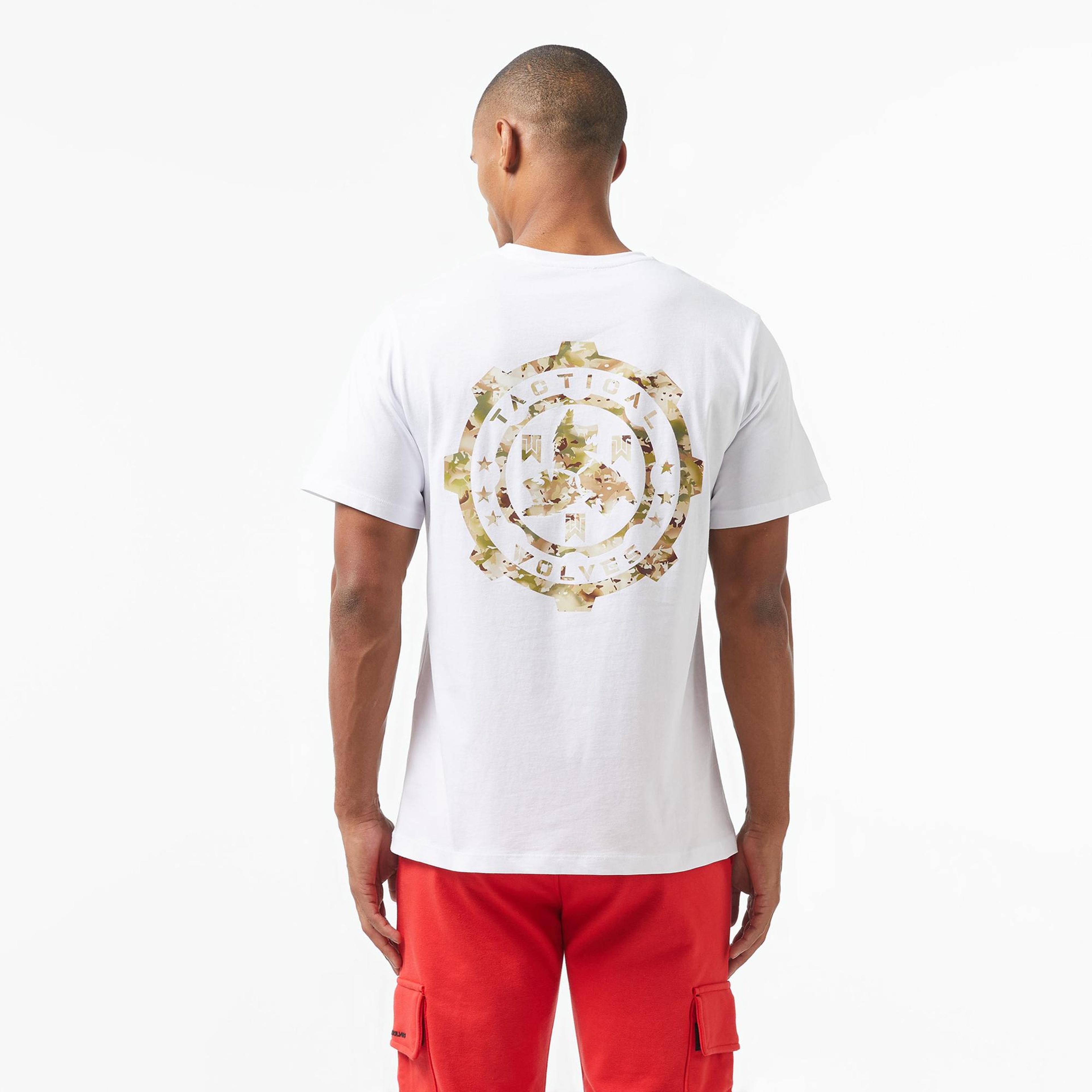 Tactical Wolves Oversize Kamuflaj Erkek Beyaz T-Shirt