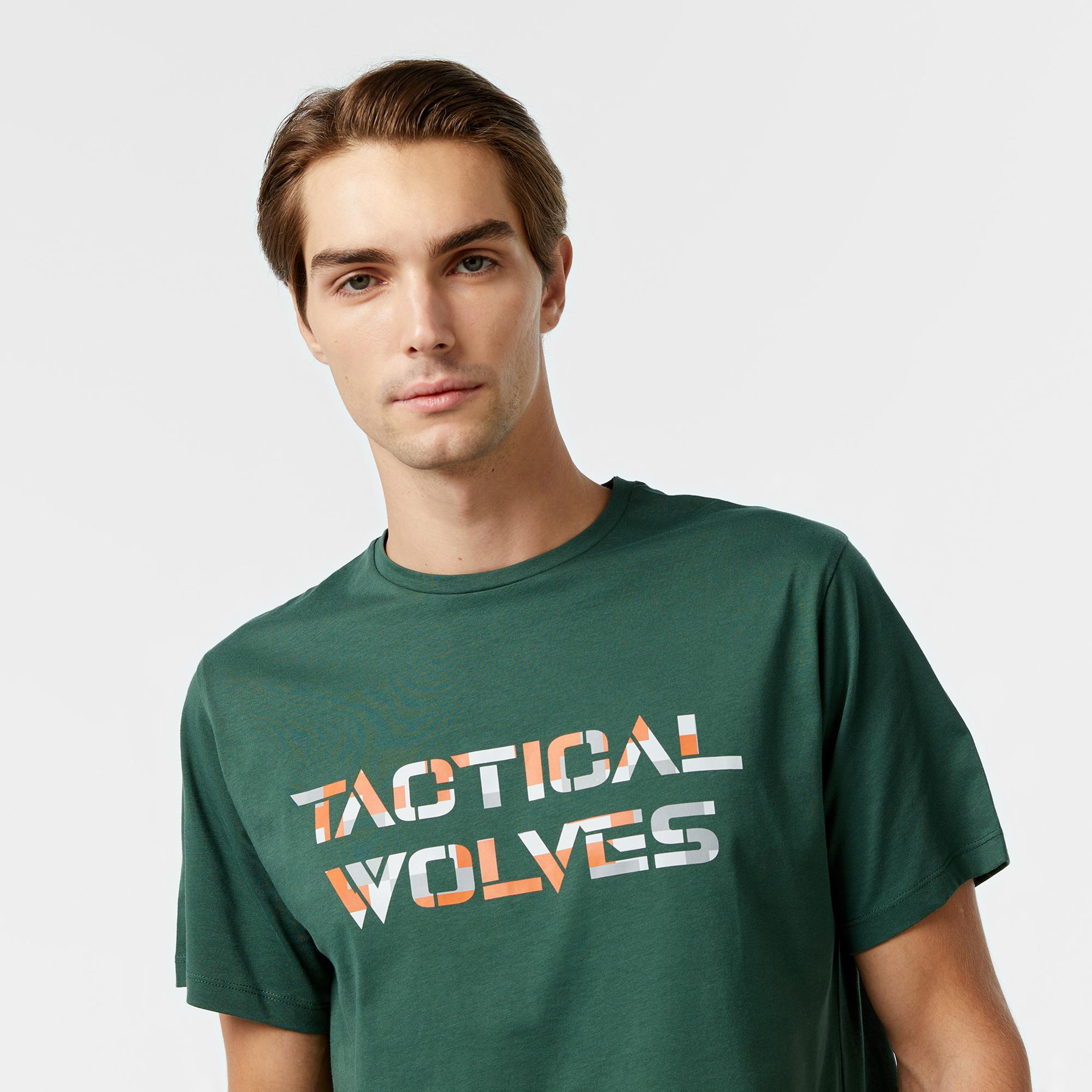 Tactical Wolves Oversize Kamuflaj Erkek Yeşil T-Shirt