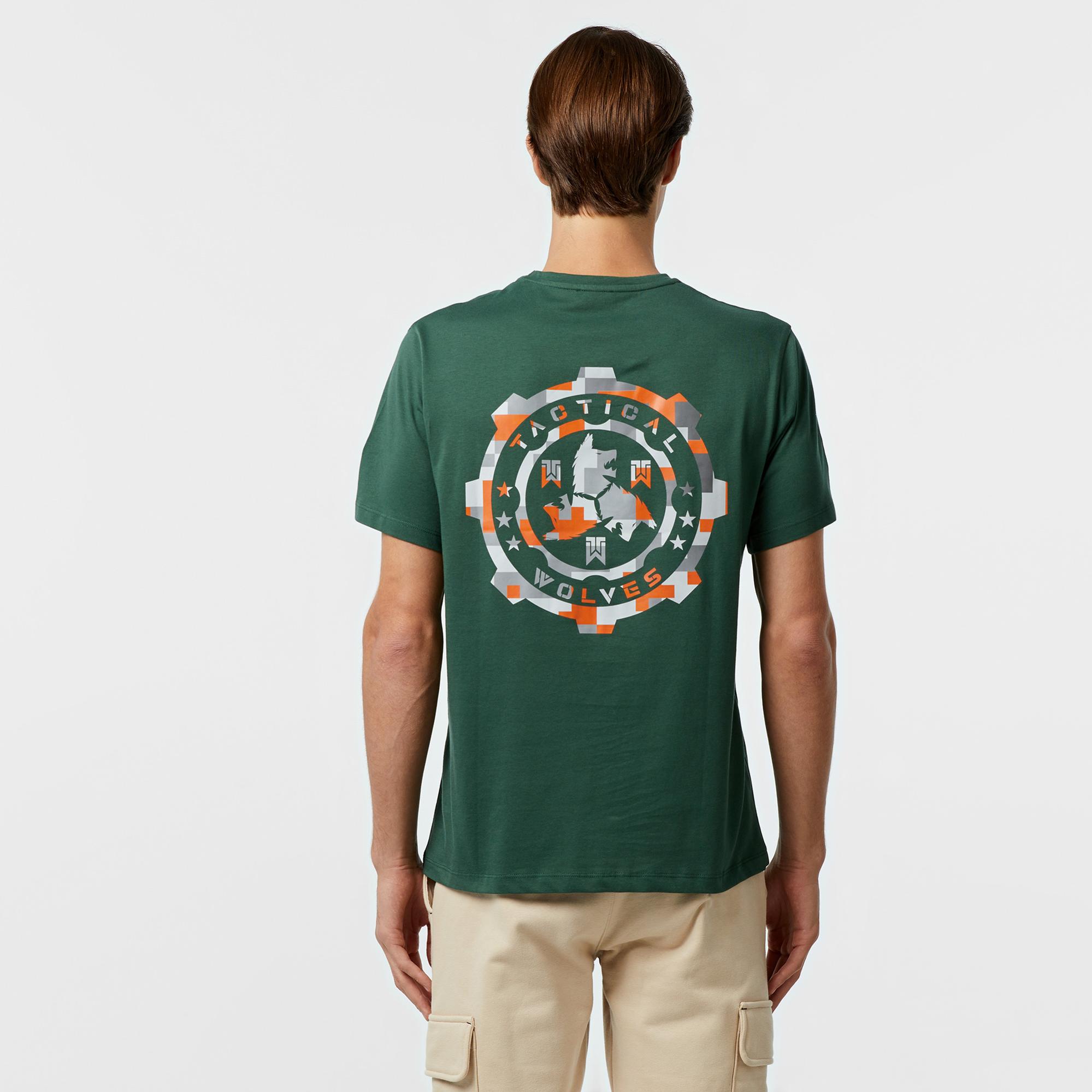 Tactical Wolves Oversize Kamuflaj Erkek Yeşil T-Shirt