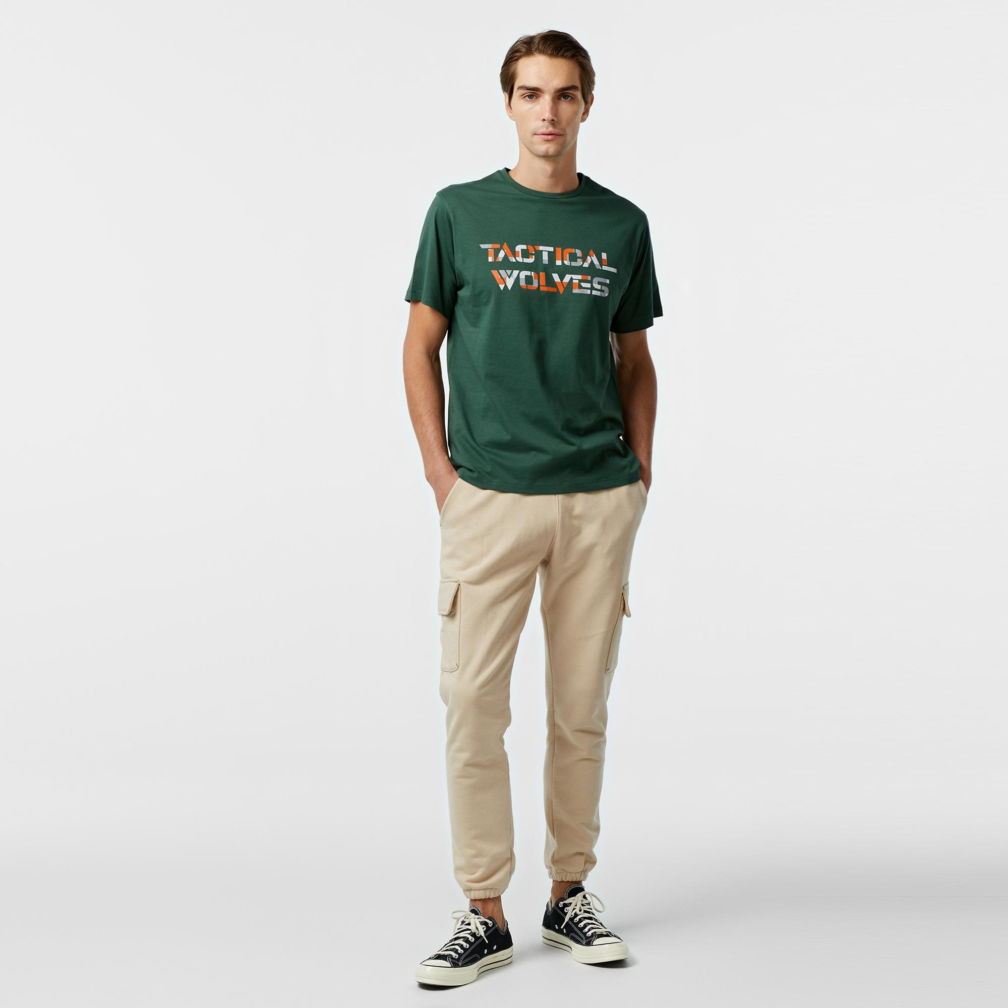 Tactical Wolves Oversize Kamuflaj Erkek Yeşil T-Shirt