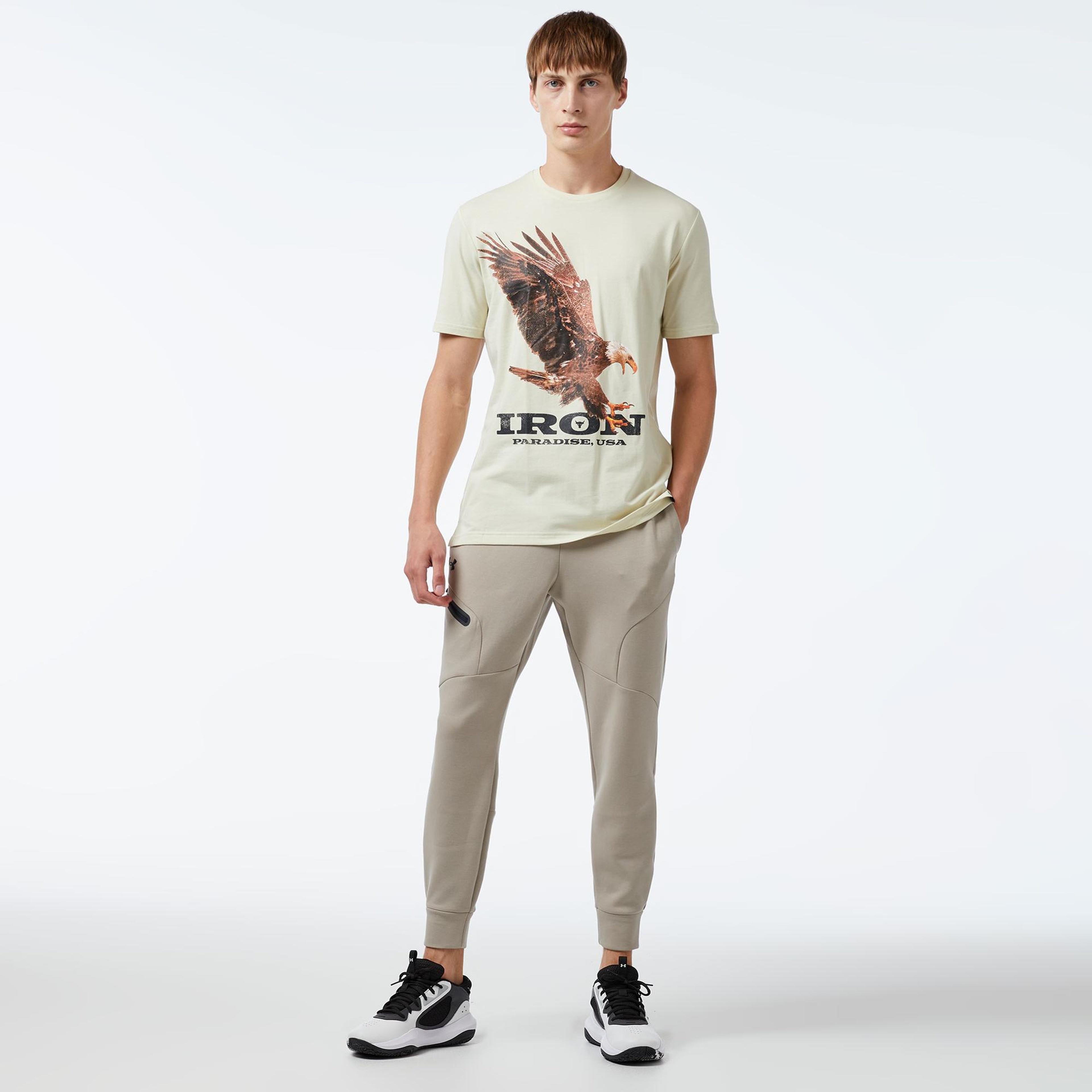 Under Armour Pjt Rck Eagle Graphic Ss Erkek Bej T-Shirt