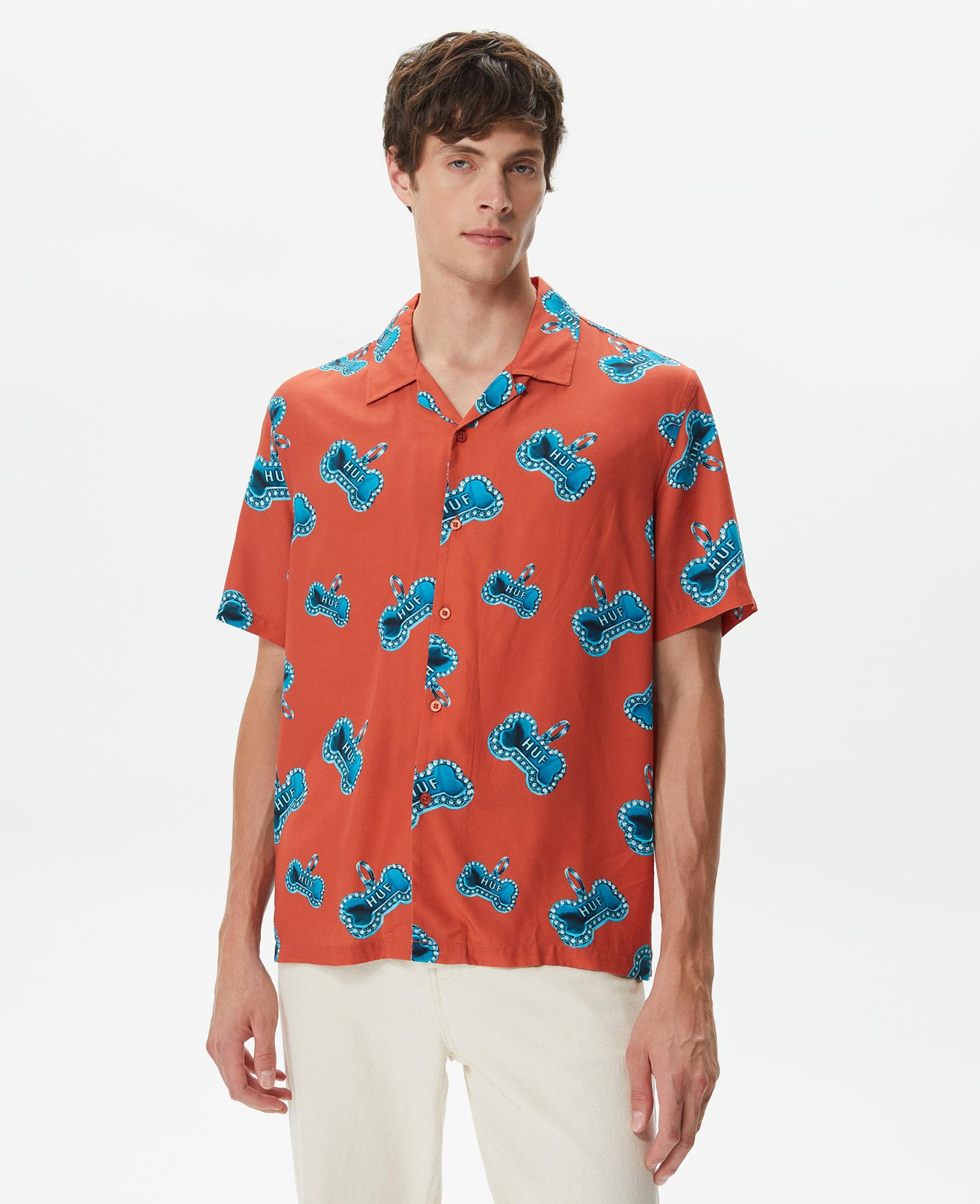 Huf Bones S/S Resort Erkek Kırmızı Gömlek