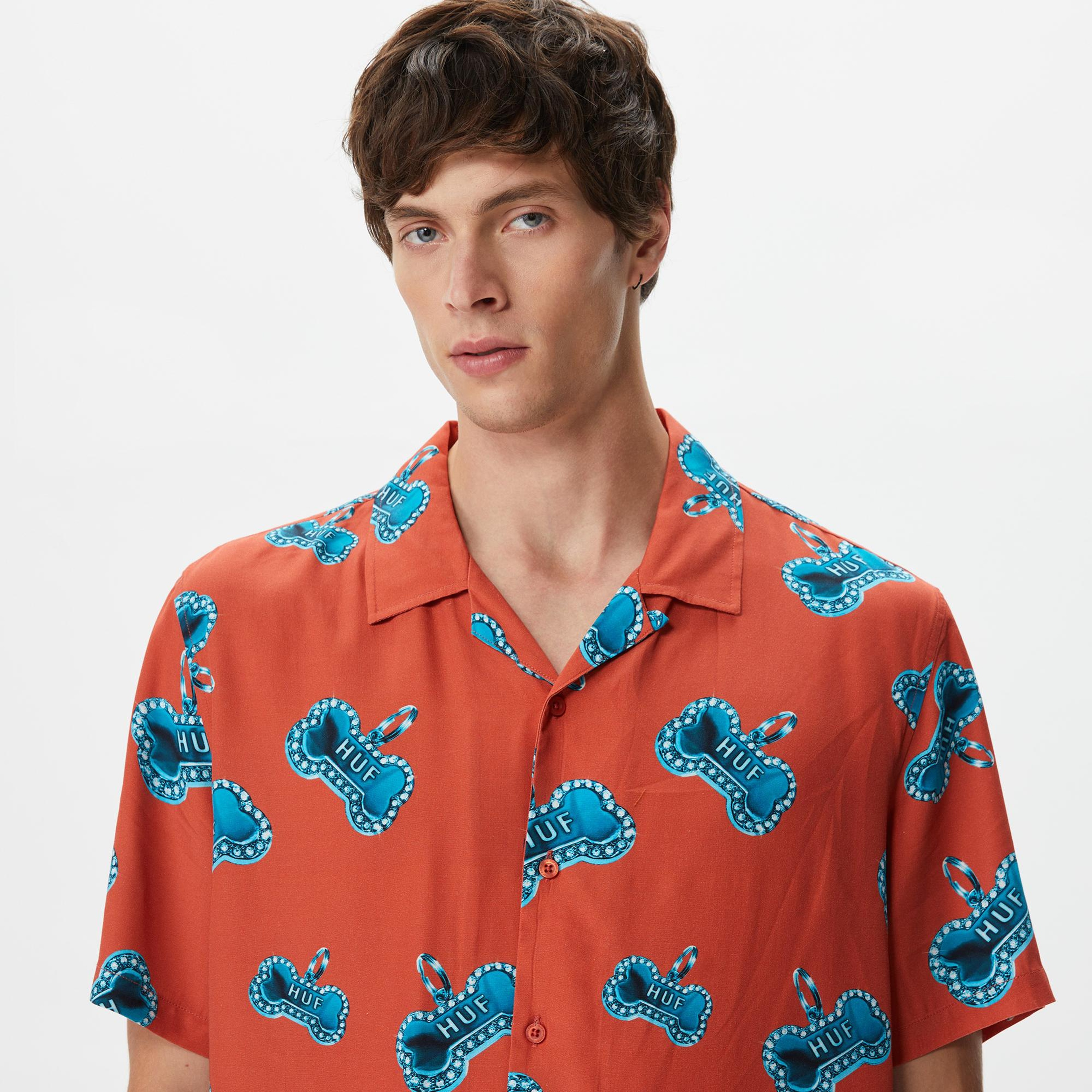 Huf Bones S/S Resort Erkek Kırmızı Gömlek