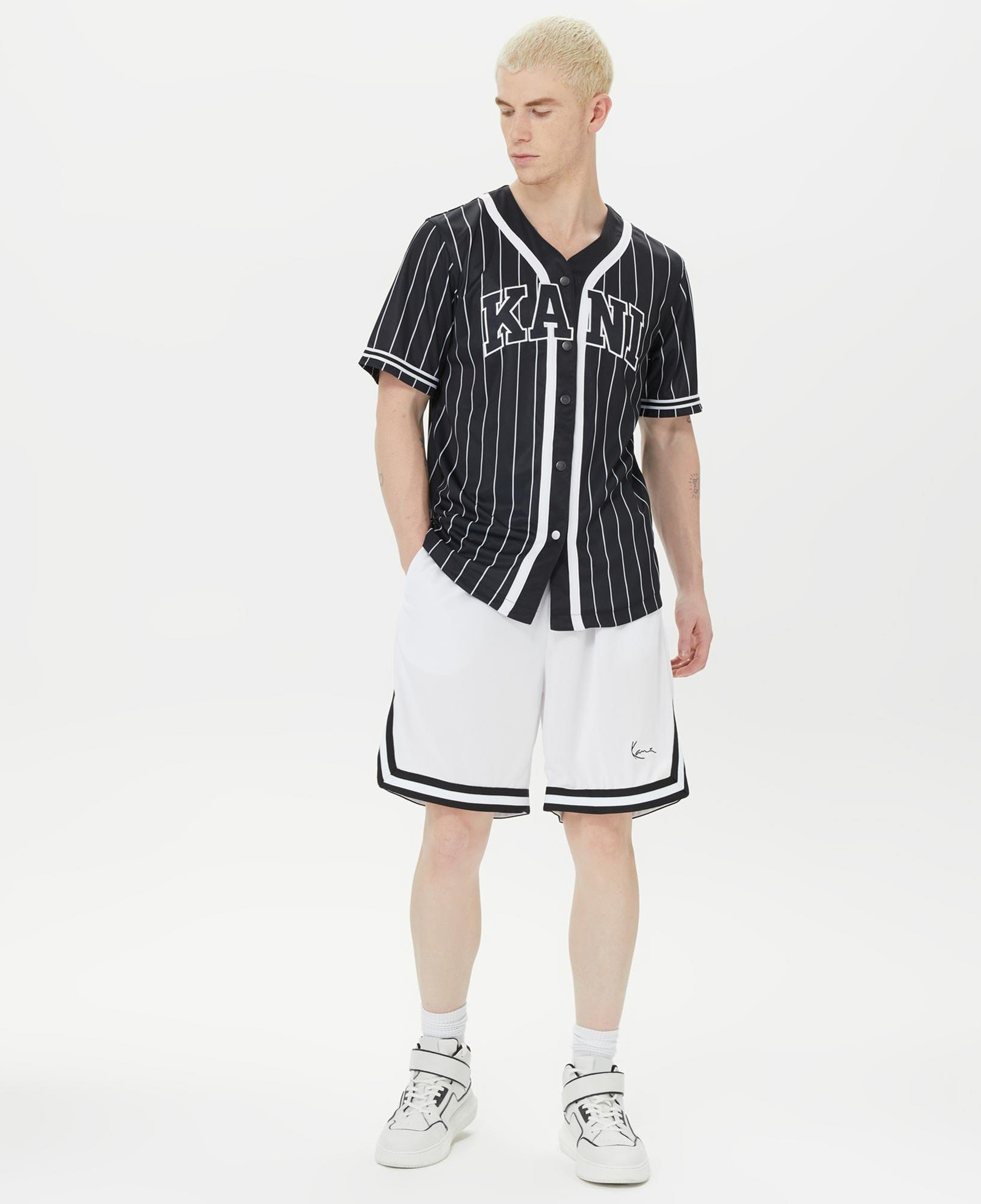 Karl Kani Serif Pinstripe Baseball Erkek Siyah Gömlek