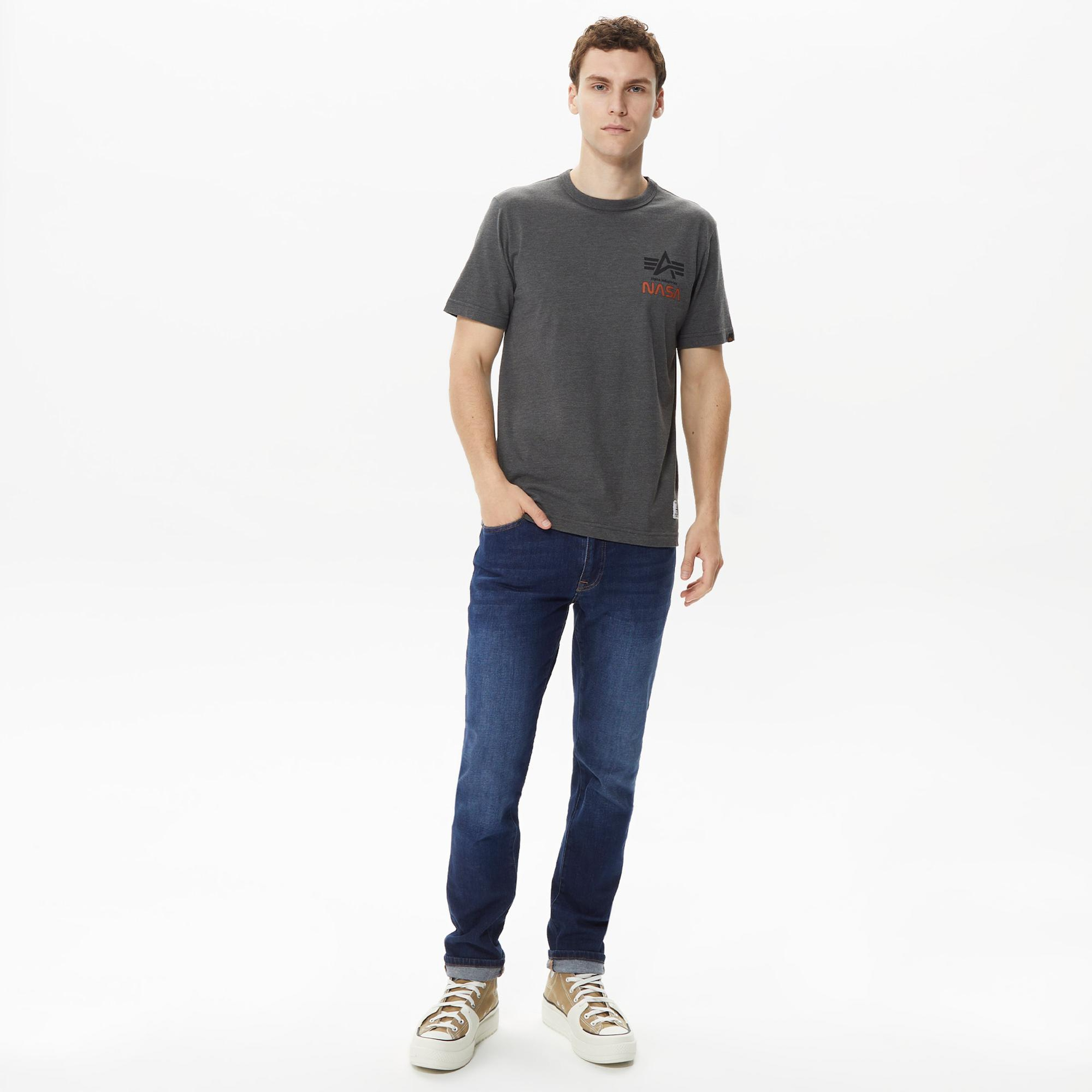 Alpha Industries Nasa Erkek Gri T-Shirt
