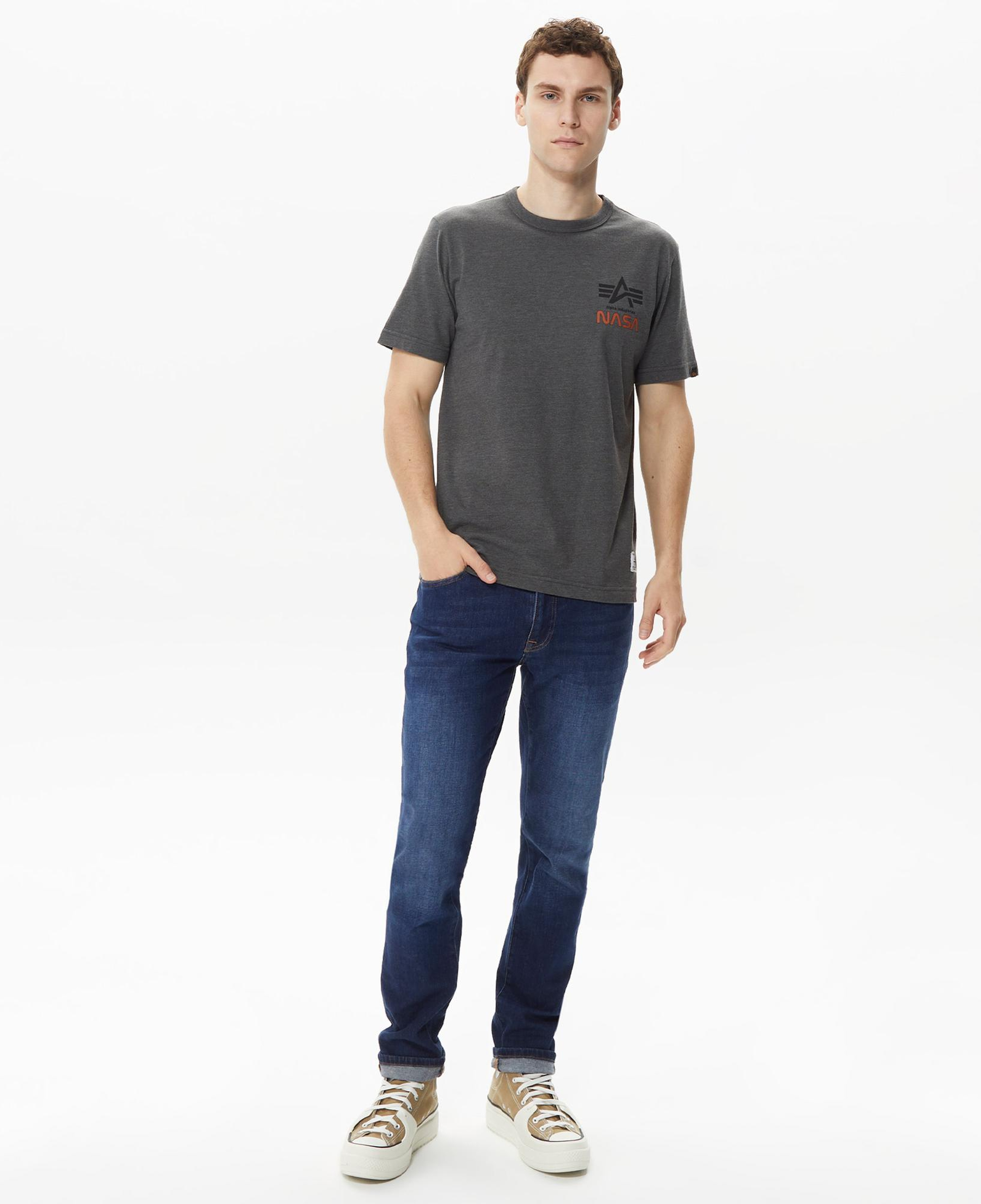Alpha Industries Nasa Erkek Gri T-Shirt