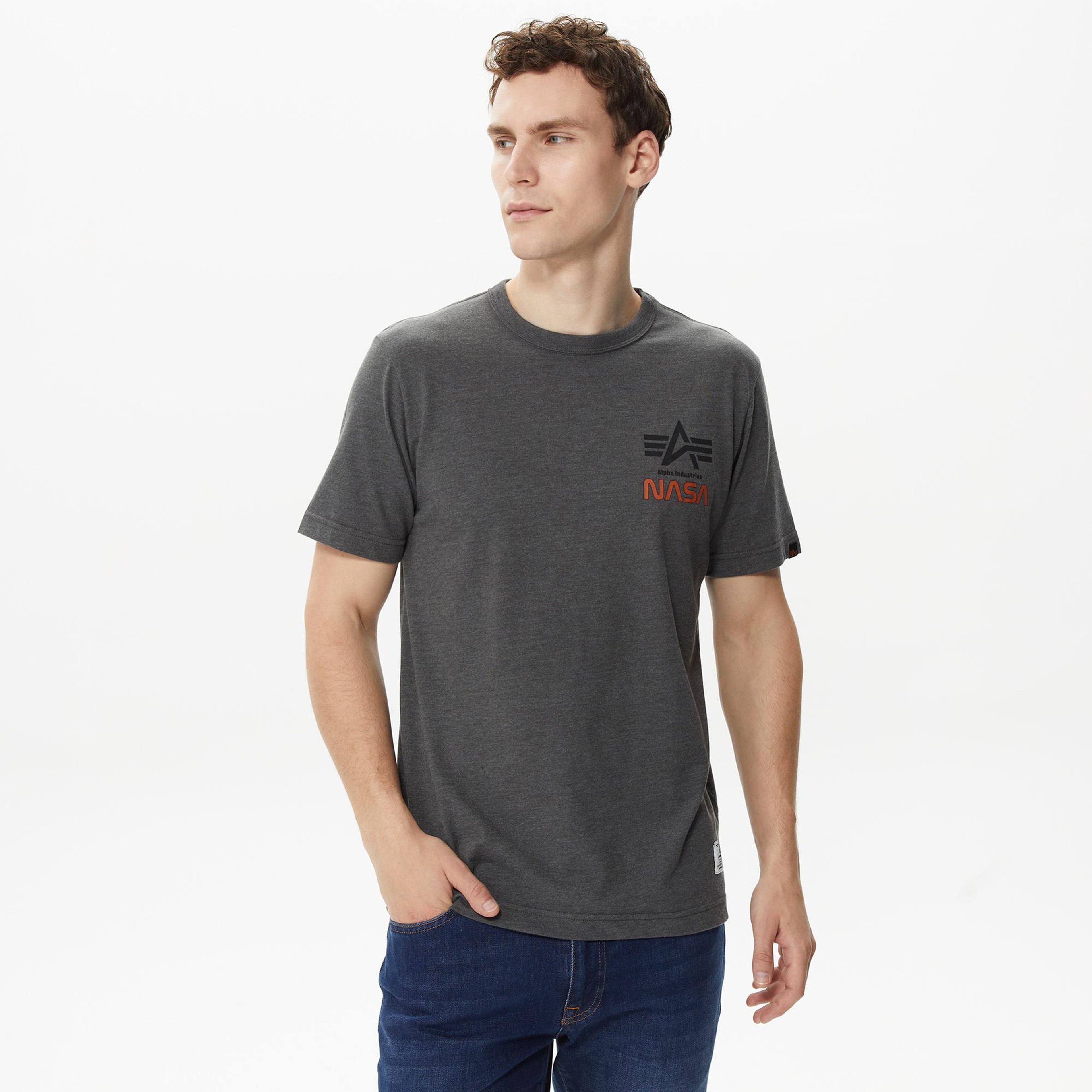 Alpha Industries Nasa Erkek Gri T-Shirt