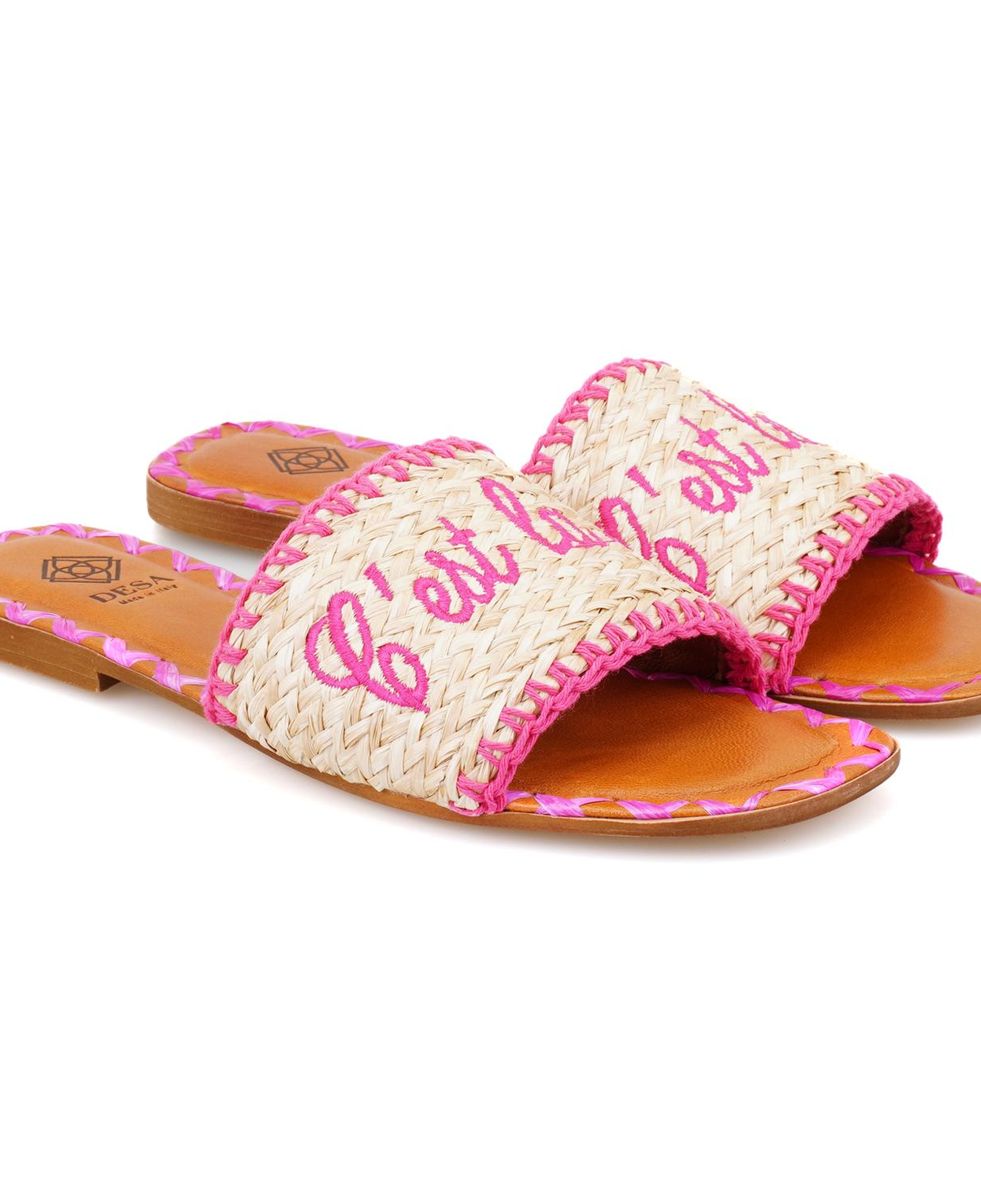 Kadın Pembe Hasır Örgülü Terlik