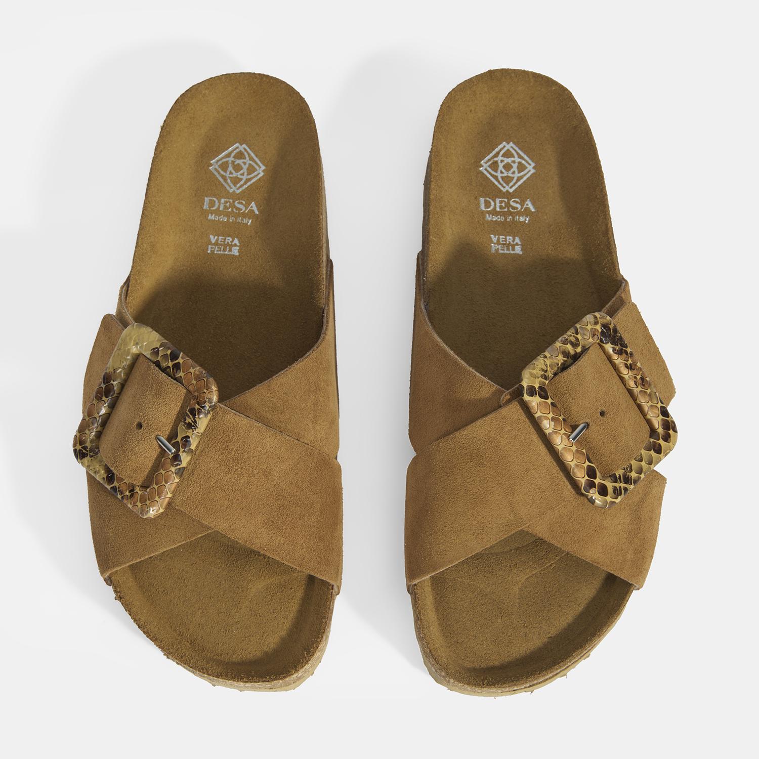 Kadın Taba Ayarlanabilir Toka Detaylı Süet Terlik