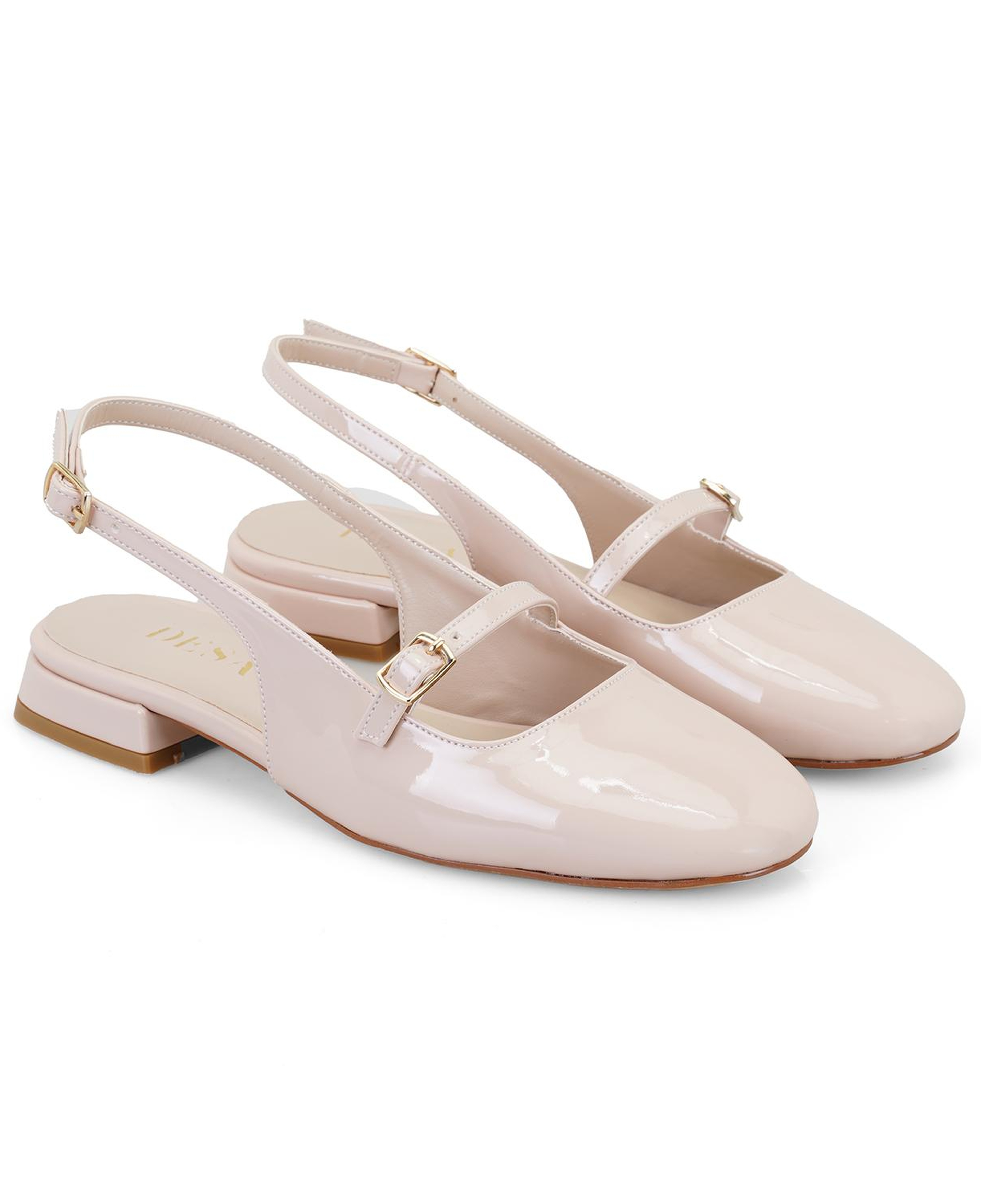 Kadın Ten Ayarlanabilir Tokalı Deri Babet