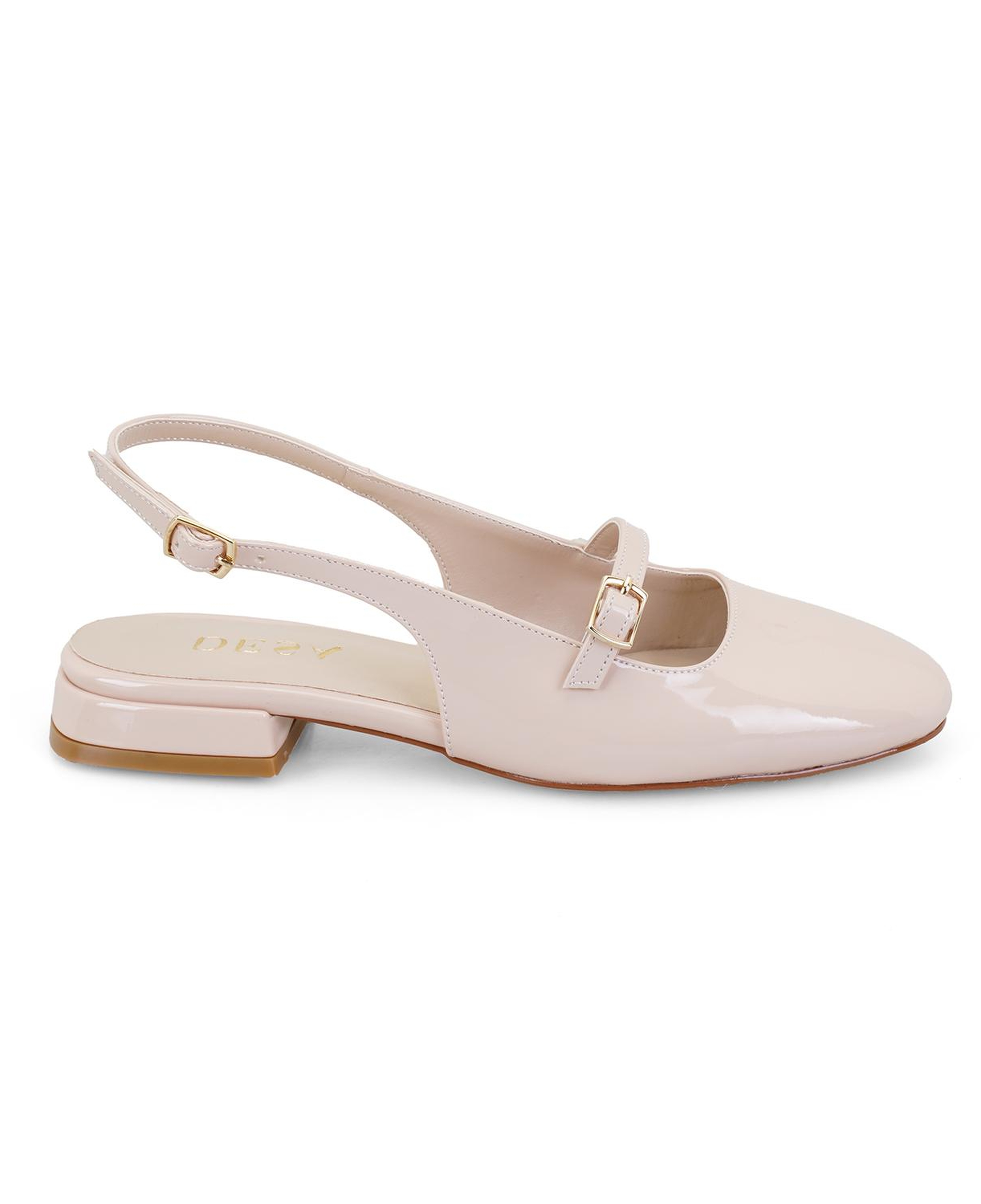 Kadın Ten Ayarlanabilir Tokalı Deri Babet