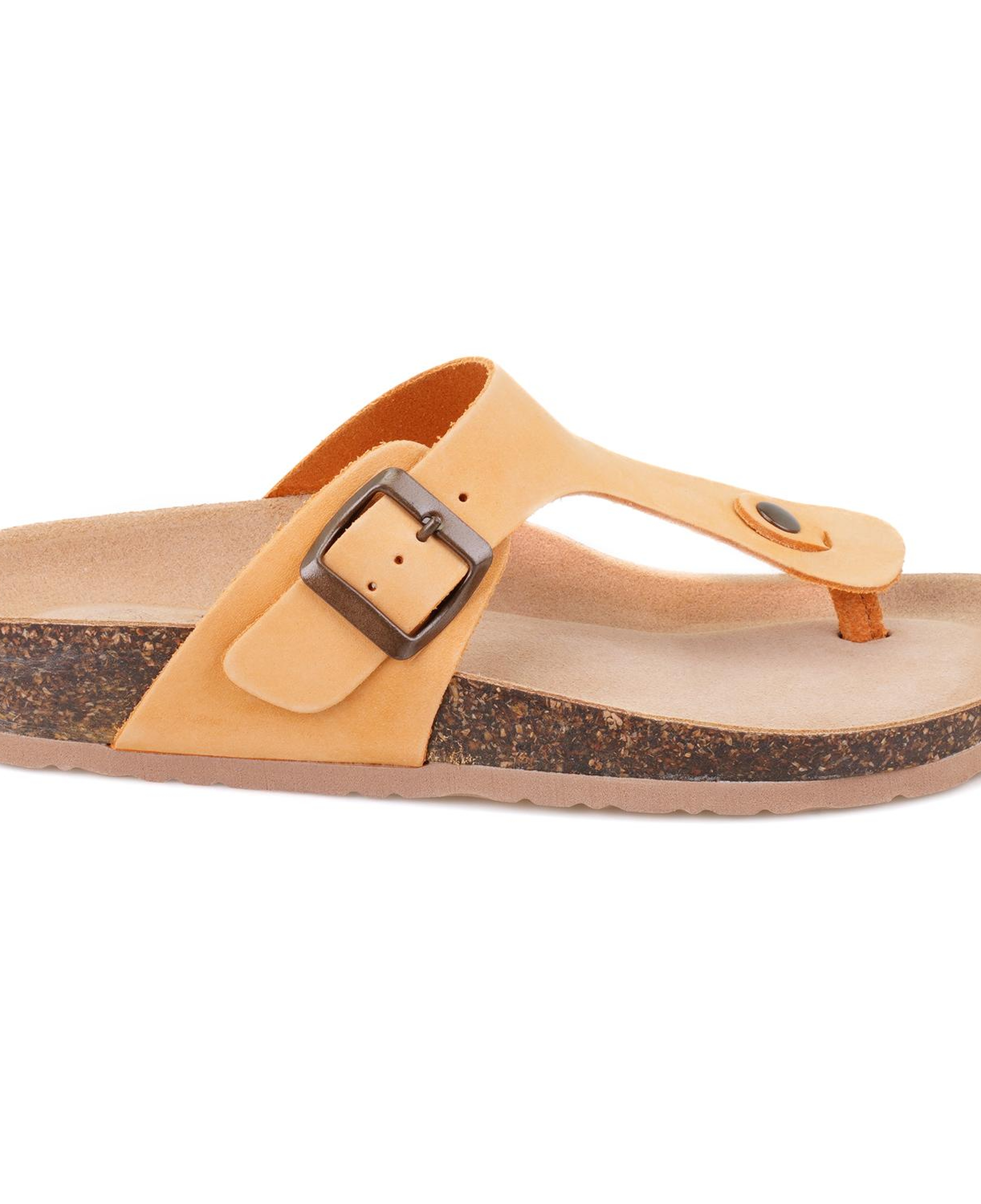 Kadın Sarı Parmak Arası Nubuk Deri Terlik