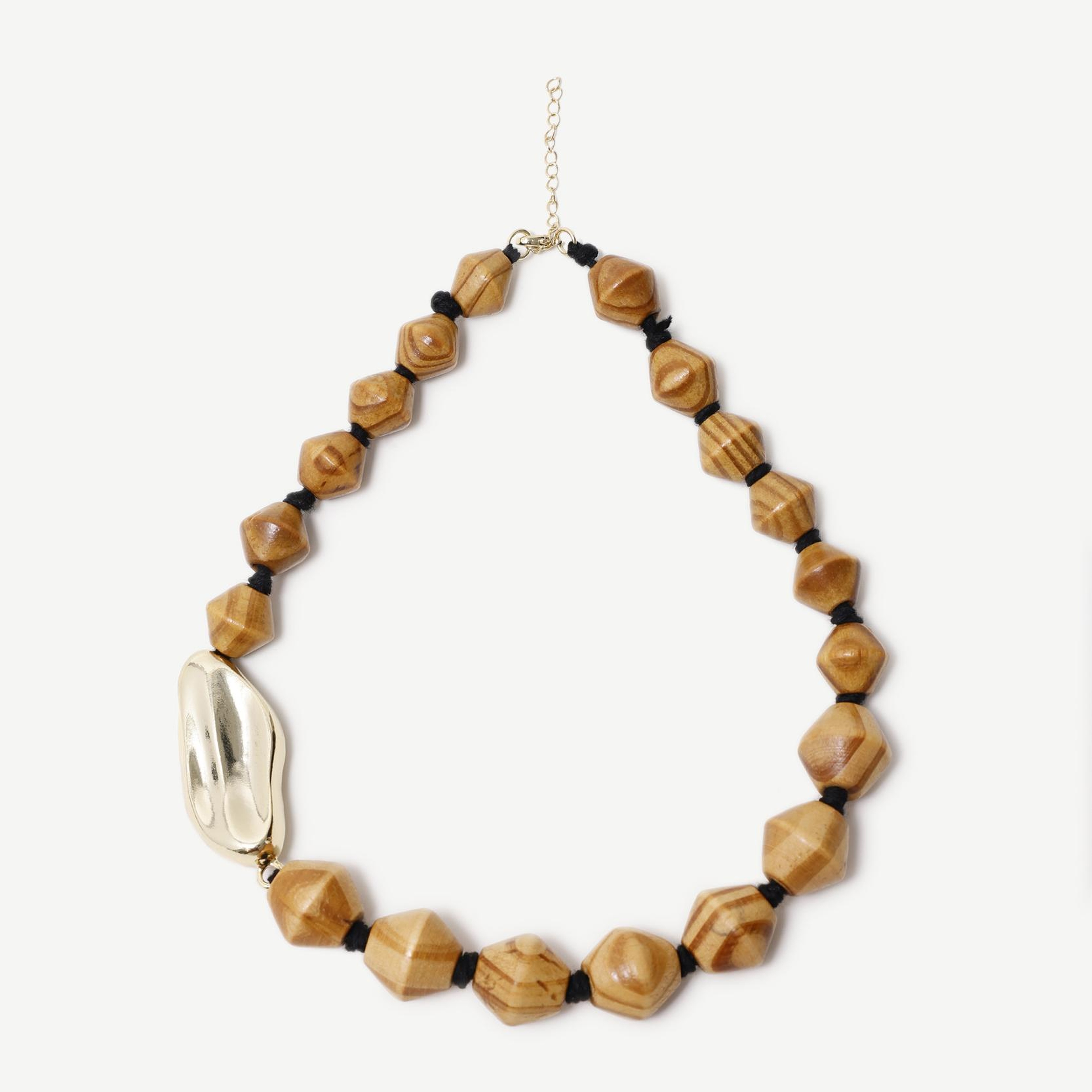 YARGICI Ahşap Boncuk Taşlı Kolye