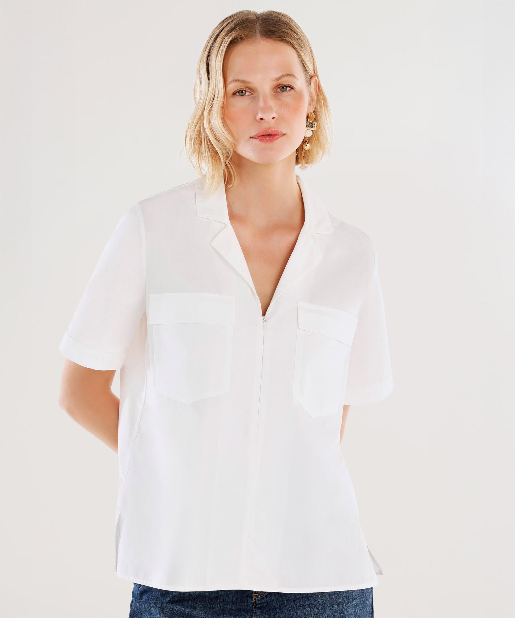 YARGICI Önü Fermuarlı Kısa Kollu Bluz