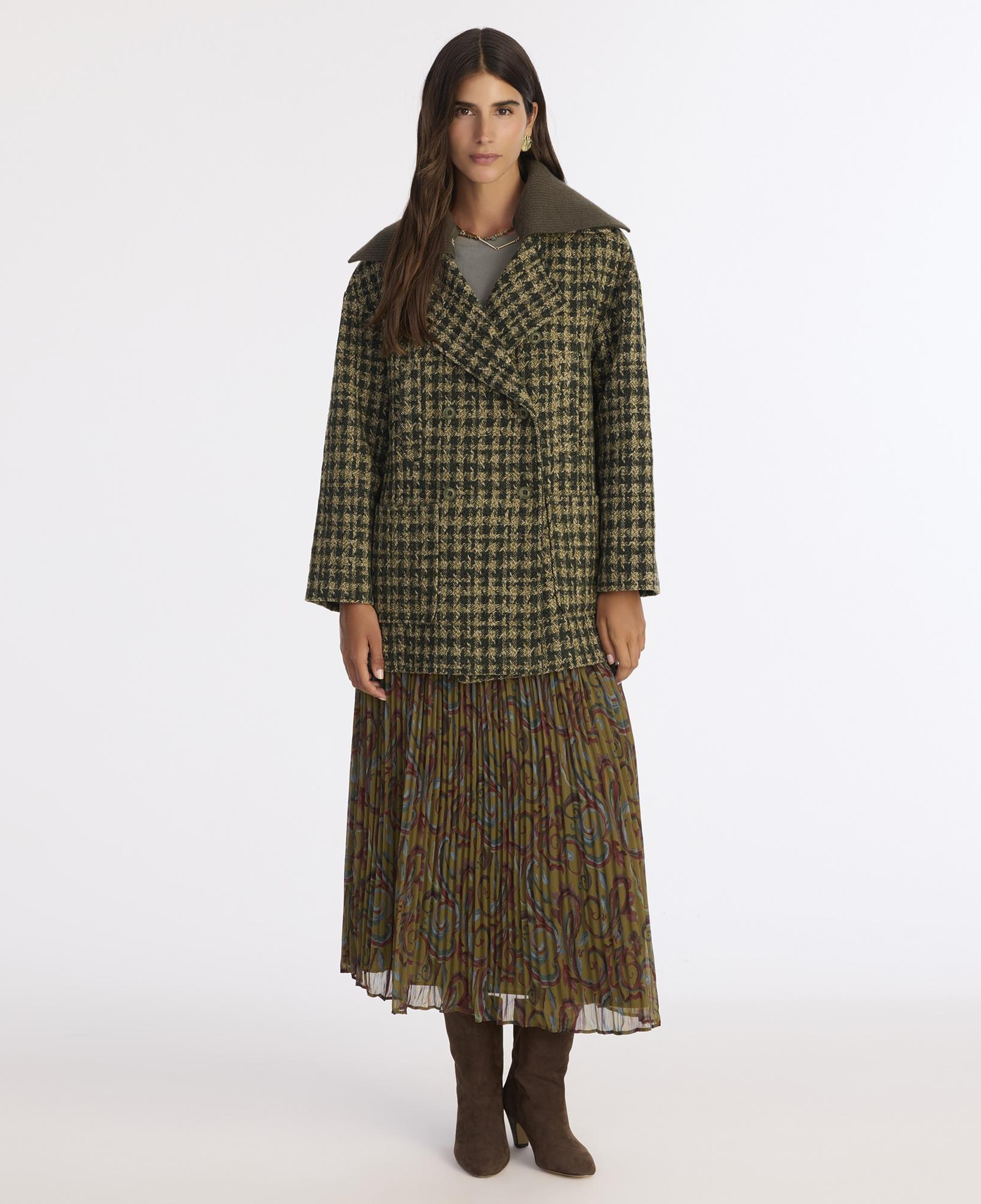 YARGICI Triko Yaka Detaylı Kruvaze Palto