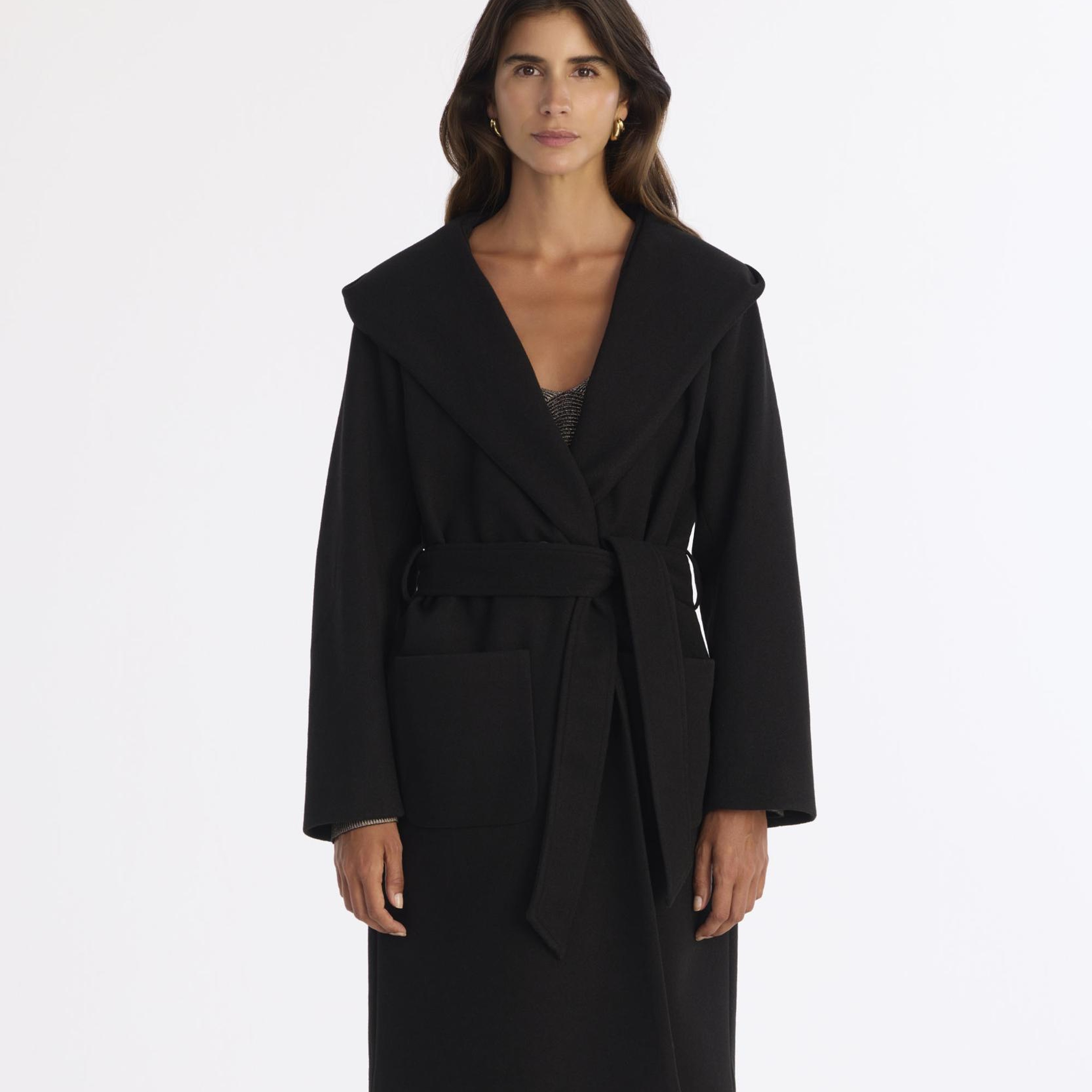 YARGICI Kapüşonlu Ve Kemerli Uzun Palto