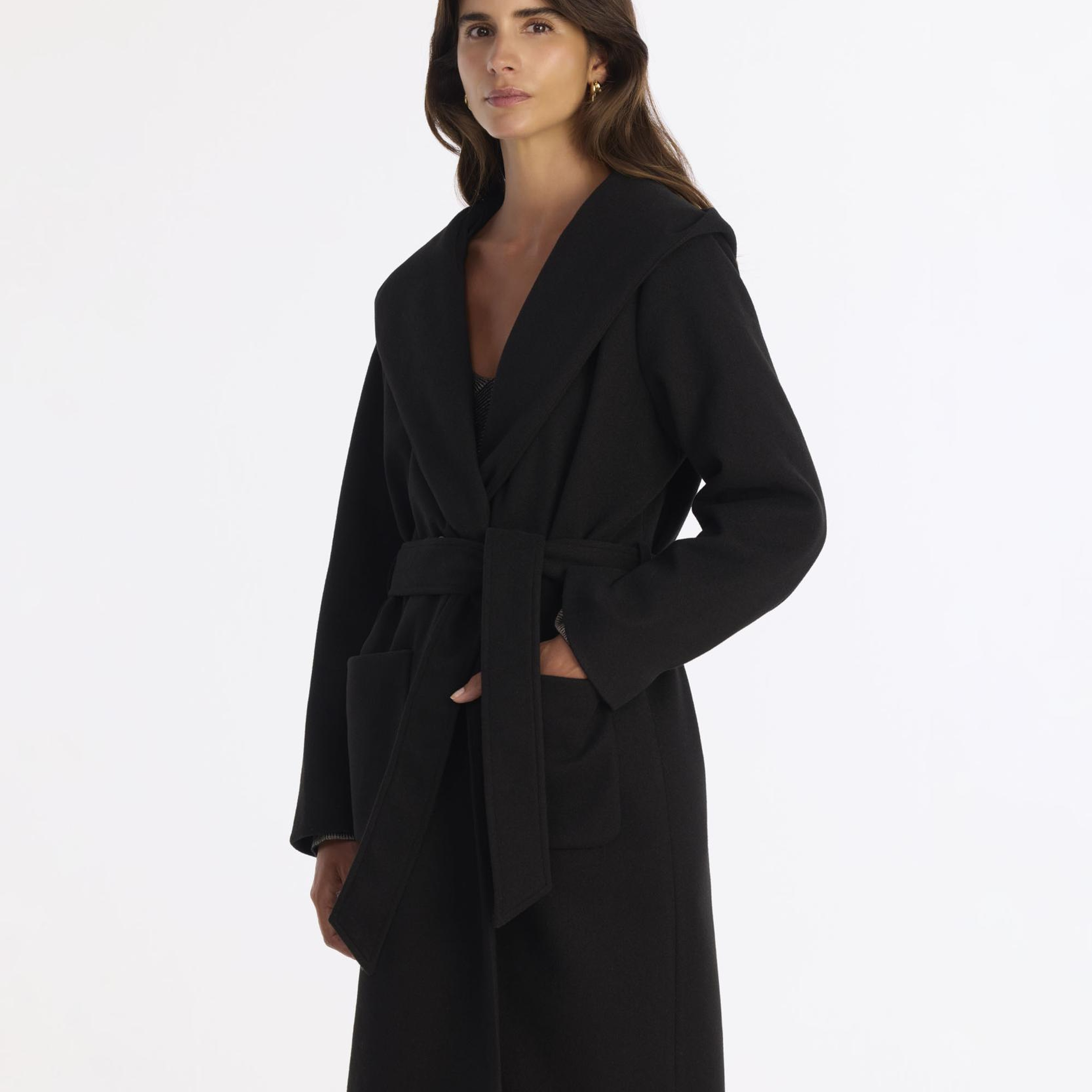 YARGICI Kapüşonlu Ve Kemerli Uzun Palto