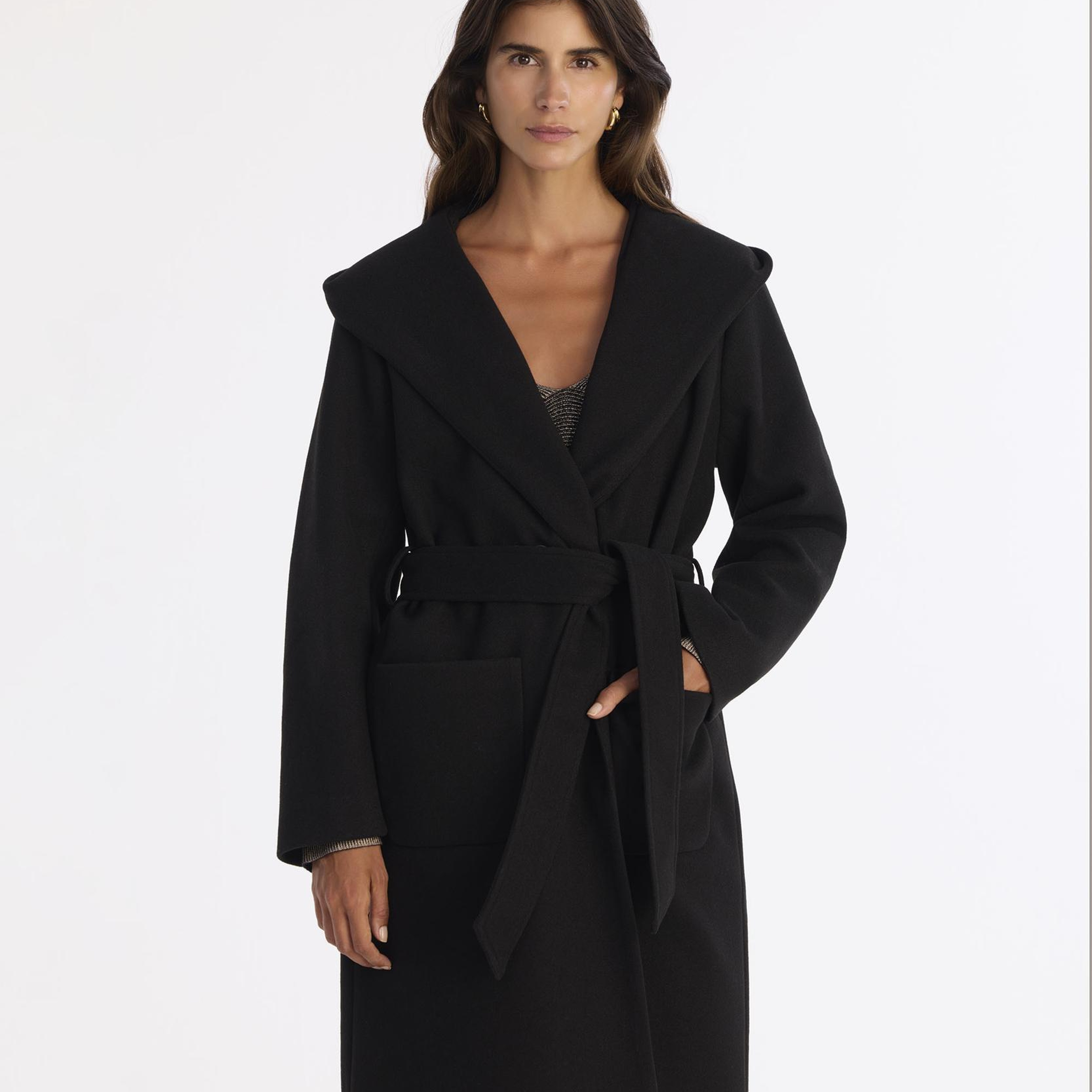 YARGICI Kapüşonlu Ve Kemerli Uzun Palto