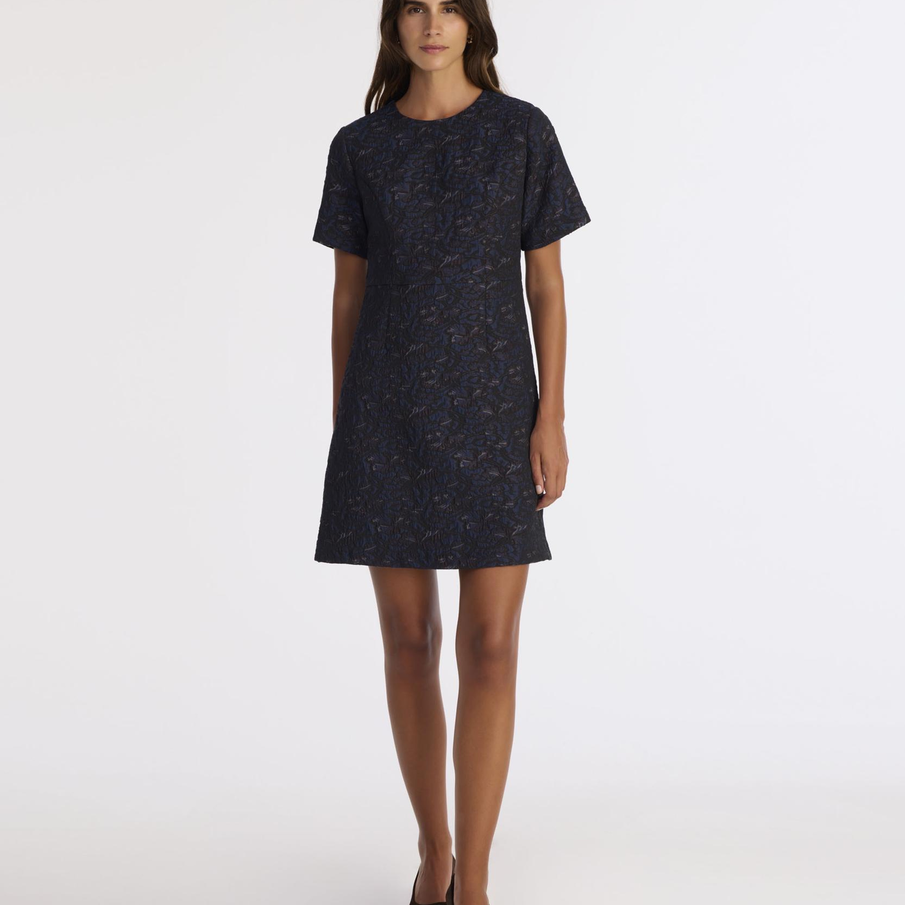 YARGICI A Form Bisiklet Yaka Kısa Kol Elbise