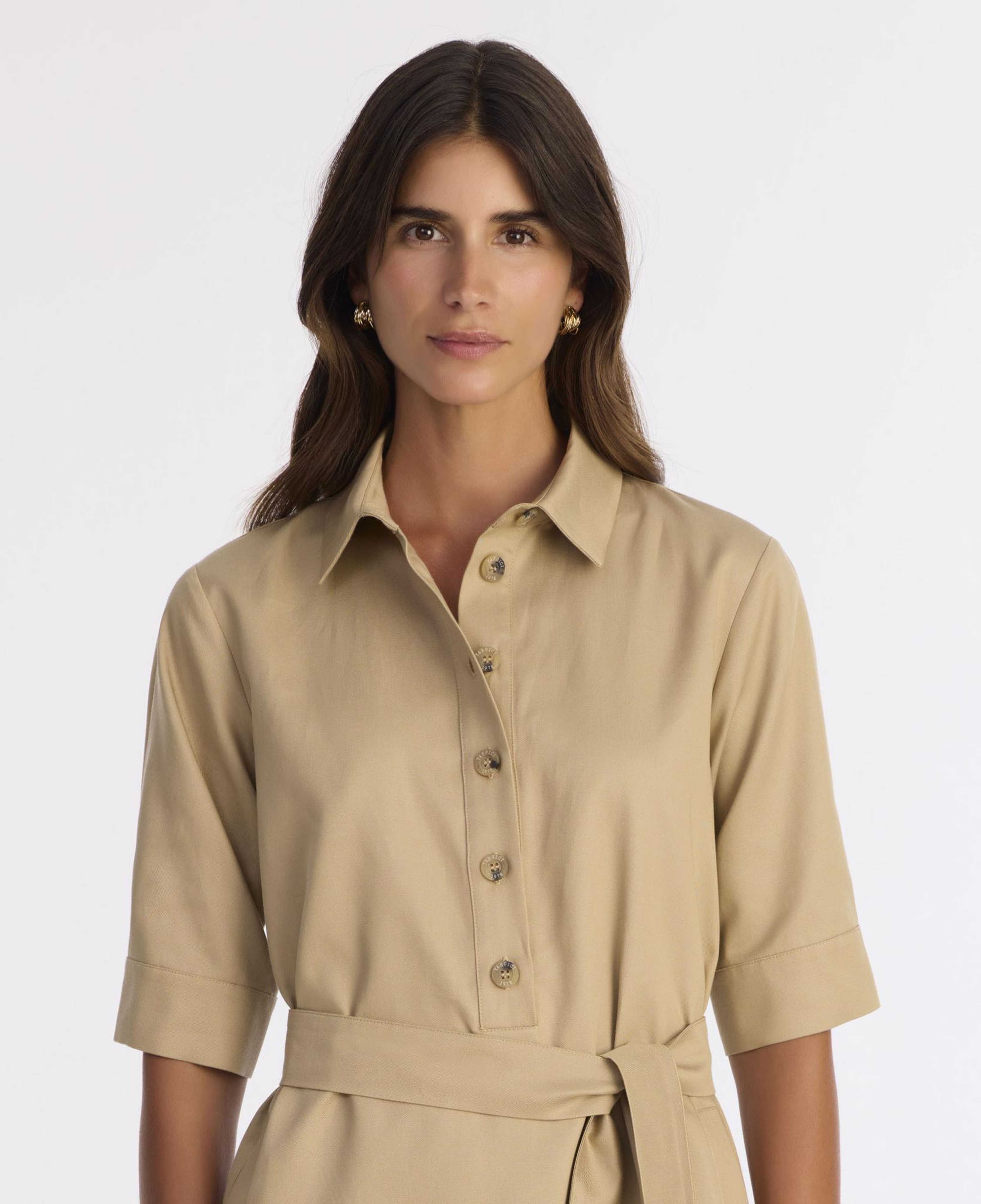 YARGICI Düz Gömlek Yaka 3/4 Kol Elbise